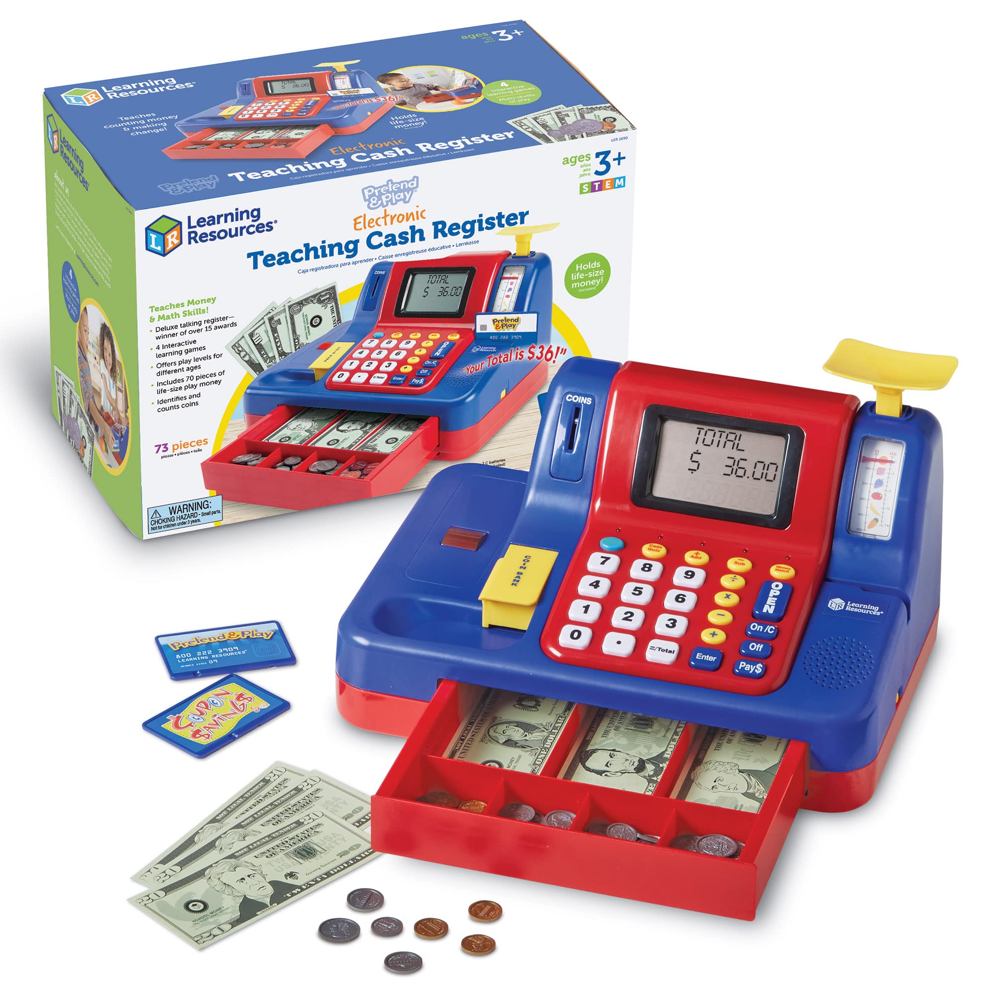 Foto 2 pulgar | Cash Register Learning Resources Pretend & Play, 73 Piezas, Juego 3+ - Venta Internacional.