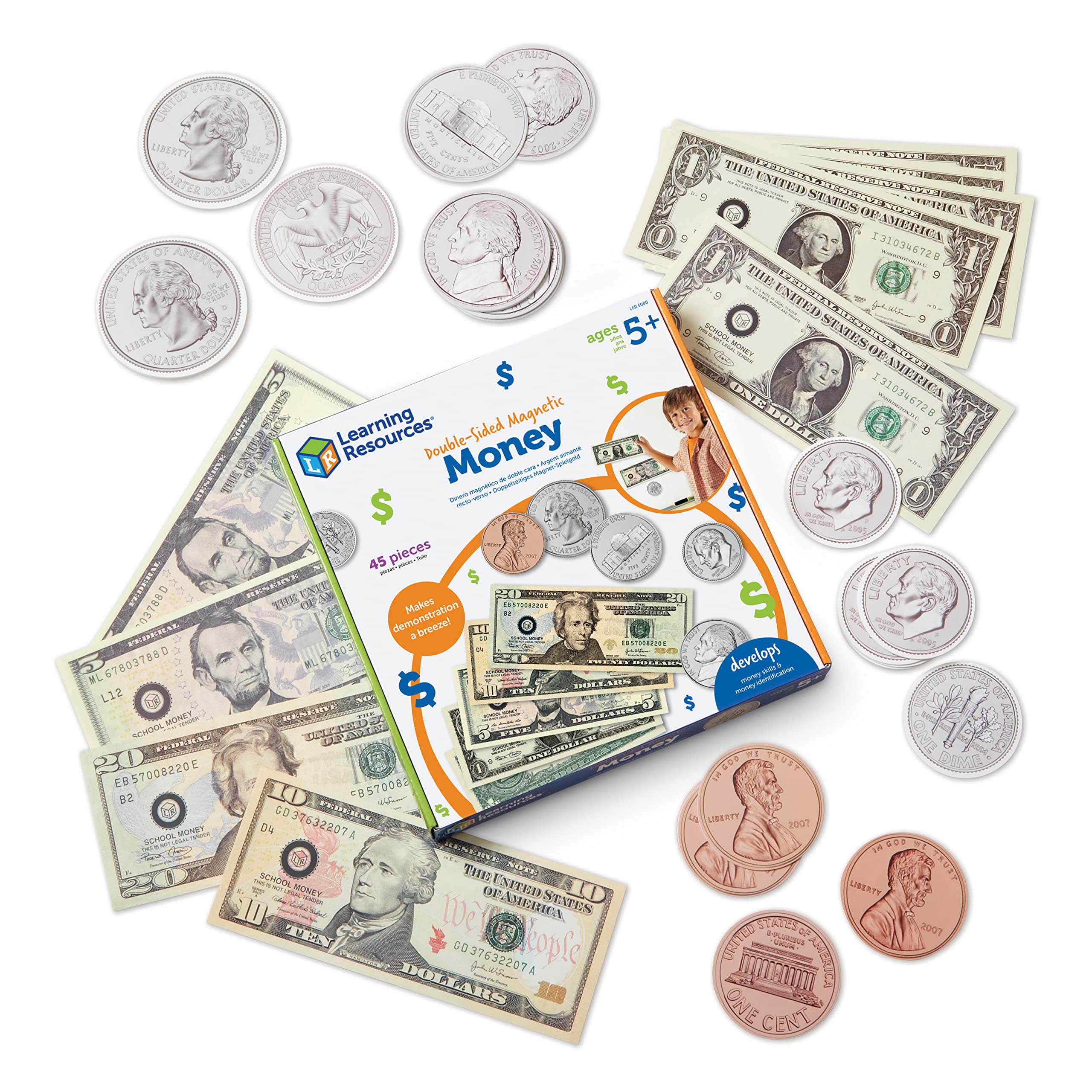 Play Money Learning Resources, 45 Piezas Magnéticas De Doble Cara - Venta Internacional.