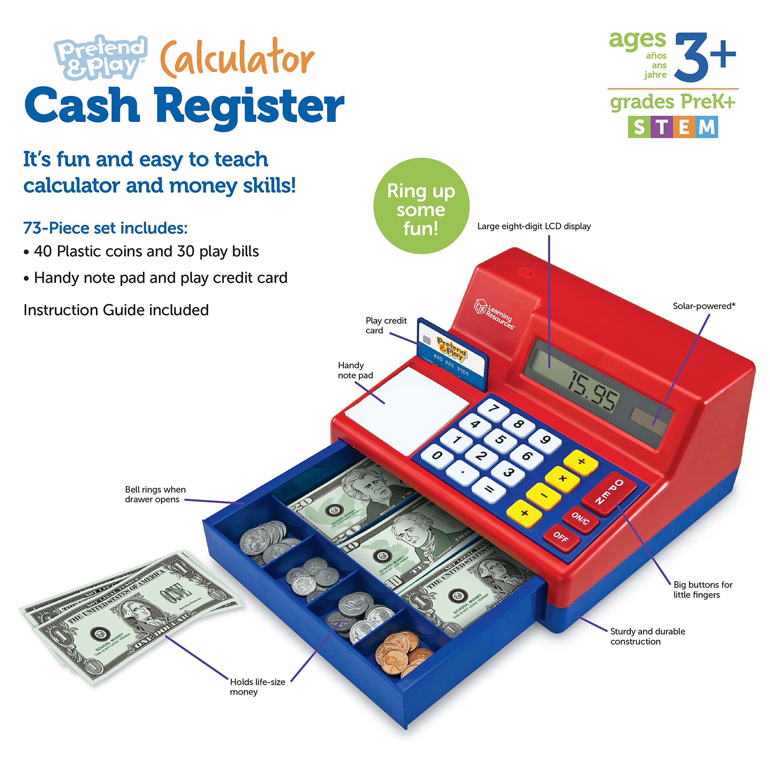 Foto 7 pulgar | Toy Cash Register Learning Resources Pretend & Play 73 Unidades - Venta Internacional.