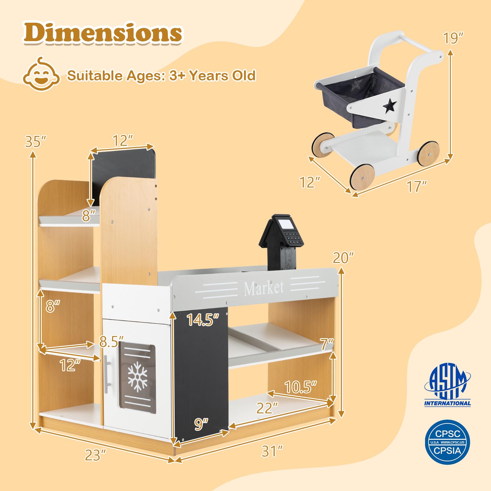 Foto 7 pulgar | Set Costzon Para Tienda De Comestibles Con Carrito De Compras Desde Hace Más De 3 Años - Venta Internacional.