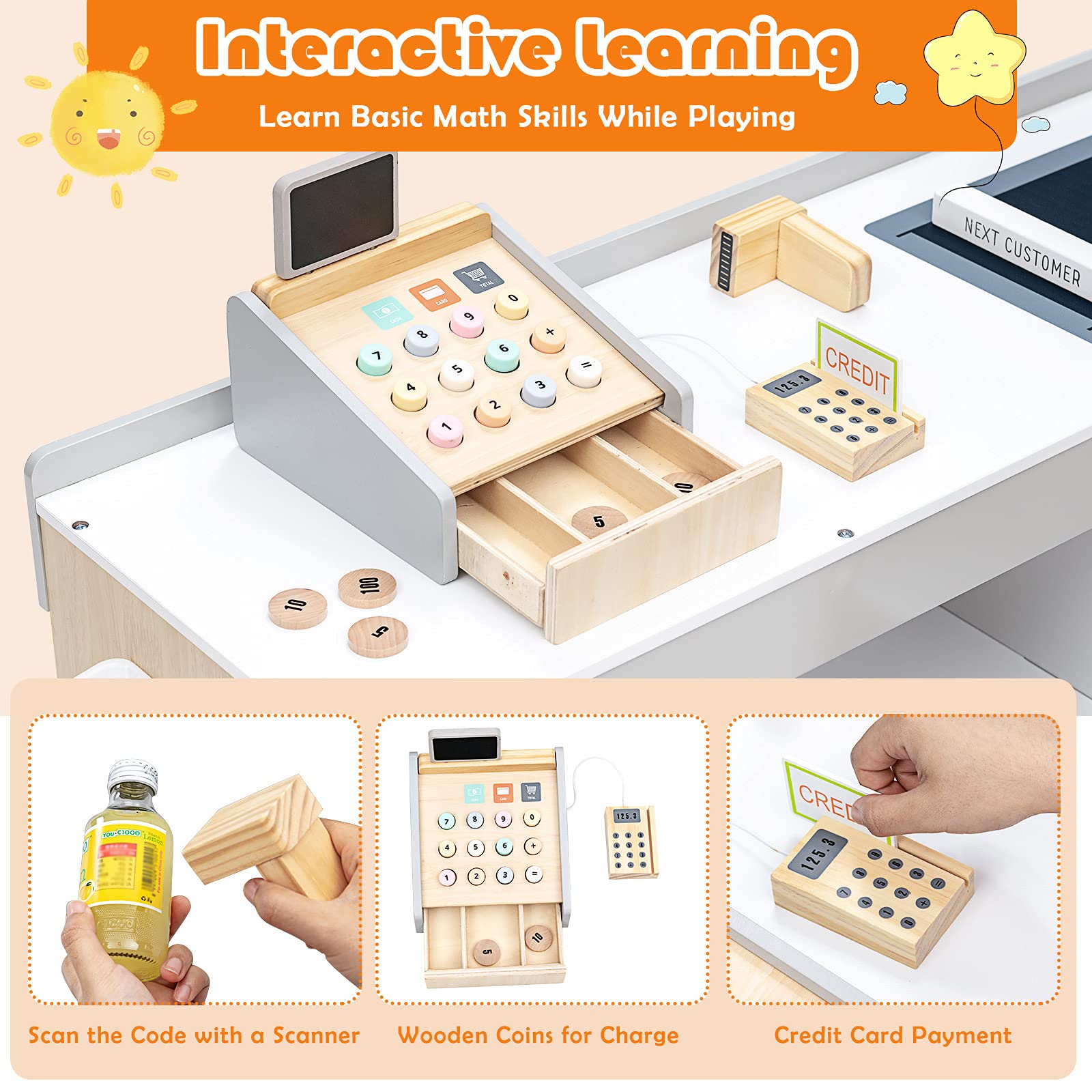 Foto 7 pulgar | Set De Juego Costzon Pretend De Madera Con Accesorios - Venta Internacional.