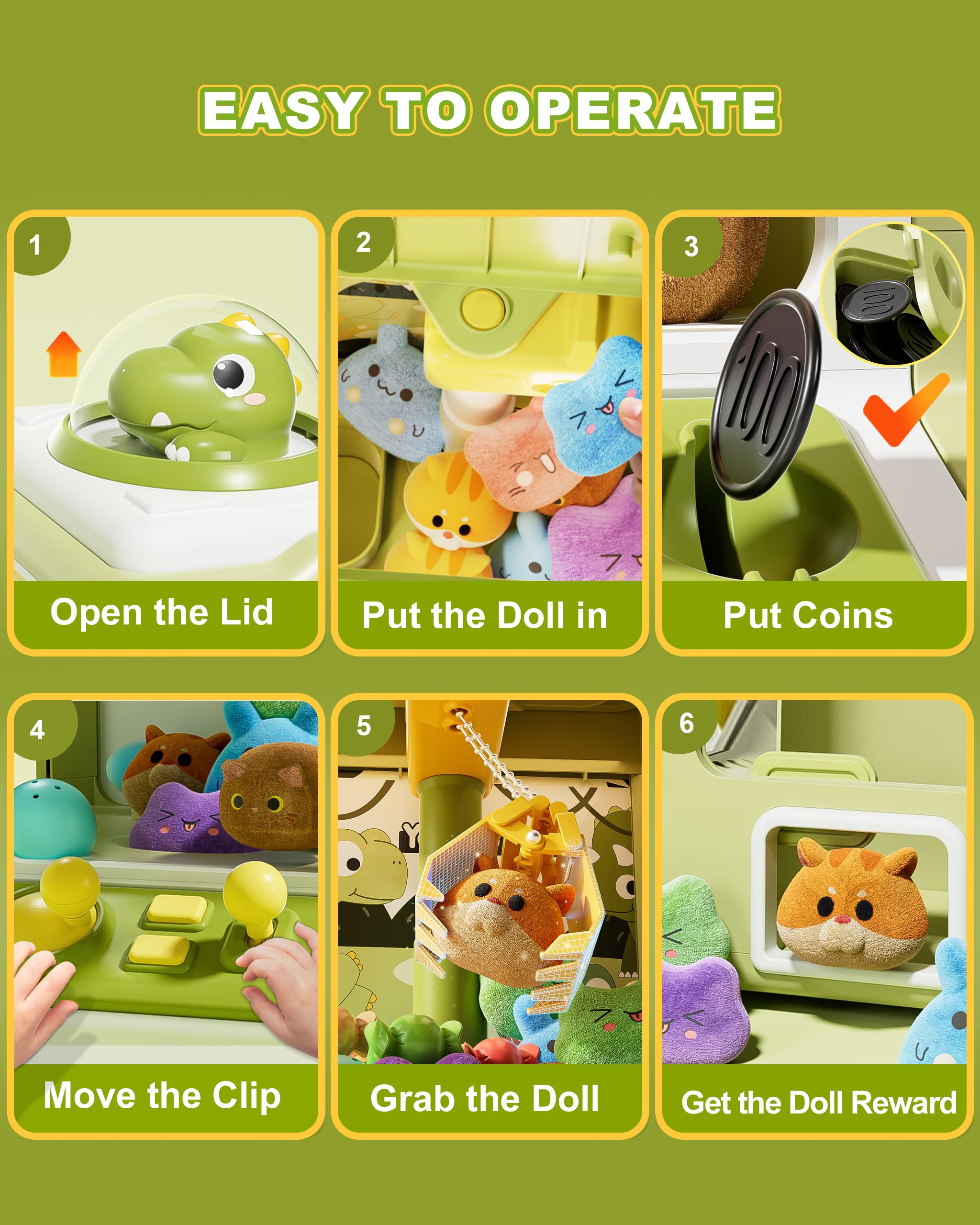 Foto 7 | Mini Máquina Expendedora Claw Machine Jovow Con Monedas De Juego Y Música Para Niños - Venta Internacional.