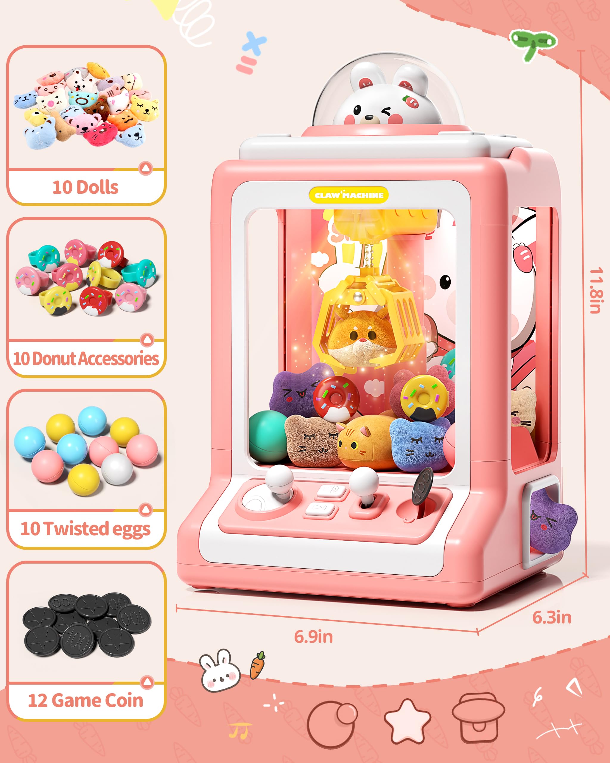 Foto 5 pulgar | Claw Machine Jovow Rabbit Para Niños Con 30 Juguetes Y Música - Venta Internacional.