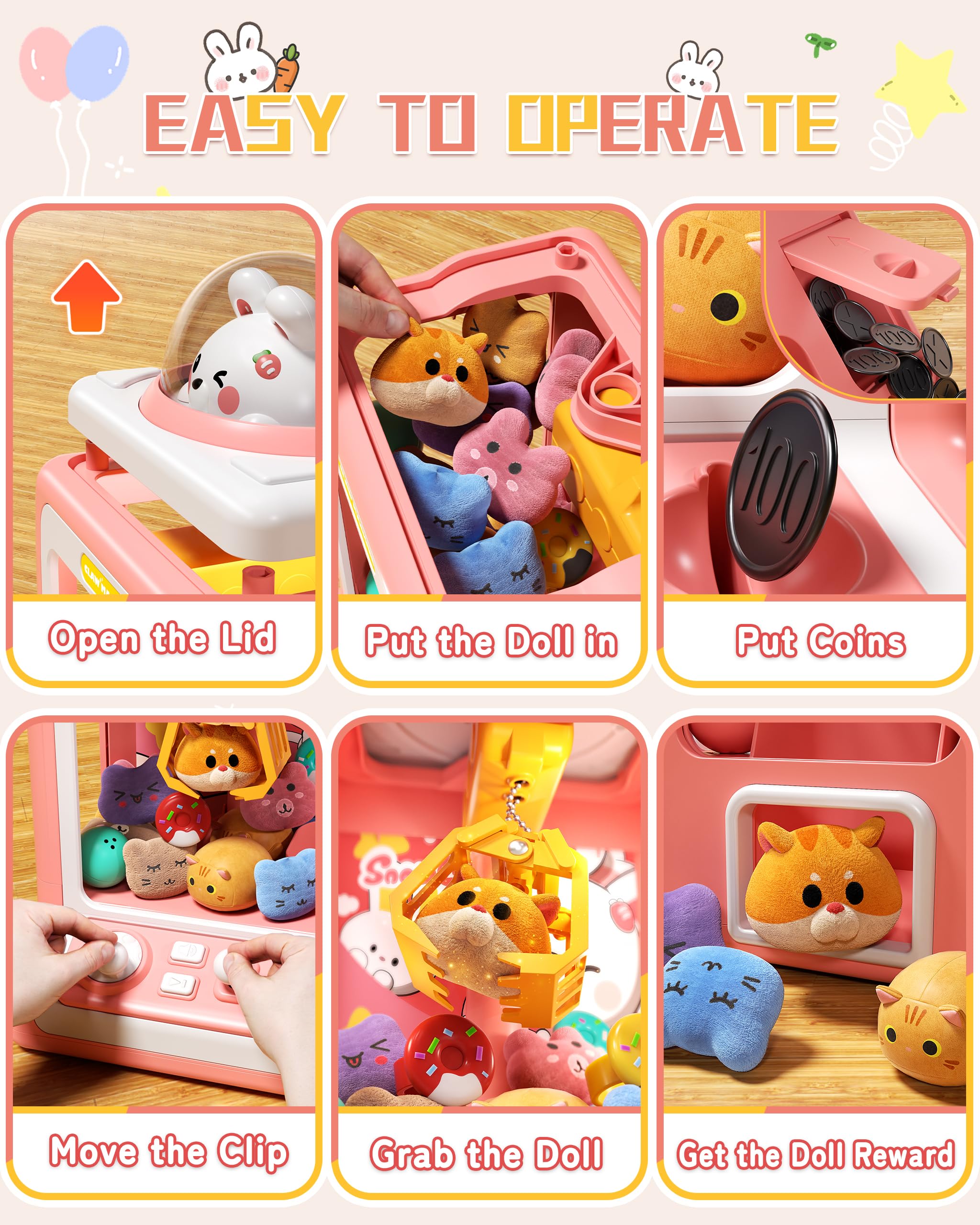 Foto 8 pulgar | Claw Machine Jovow Rabbit Para Niños Con 30 Juguetes Y Música - Venta Internacional.