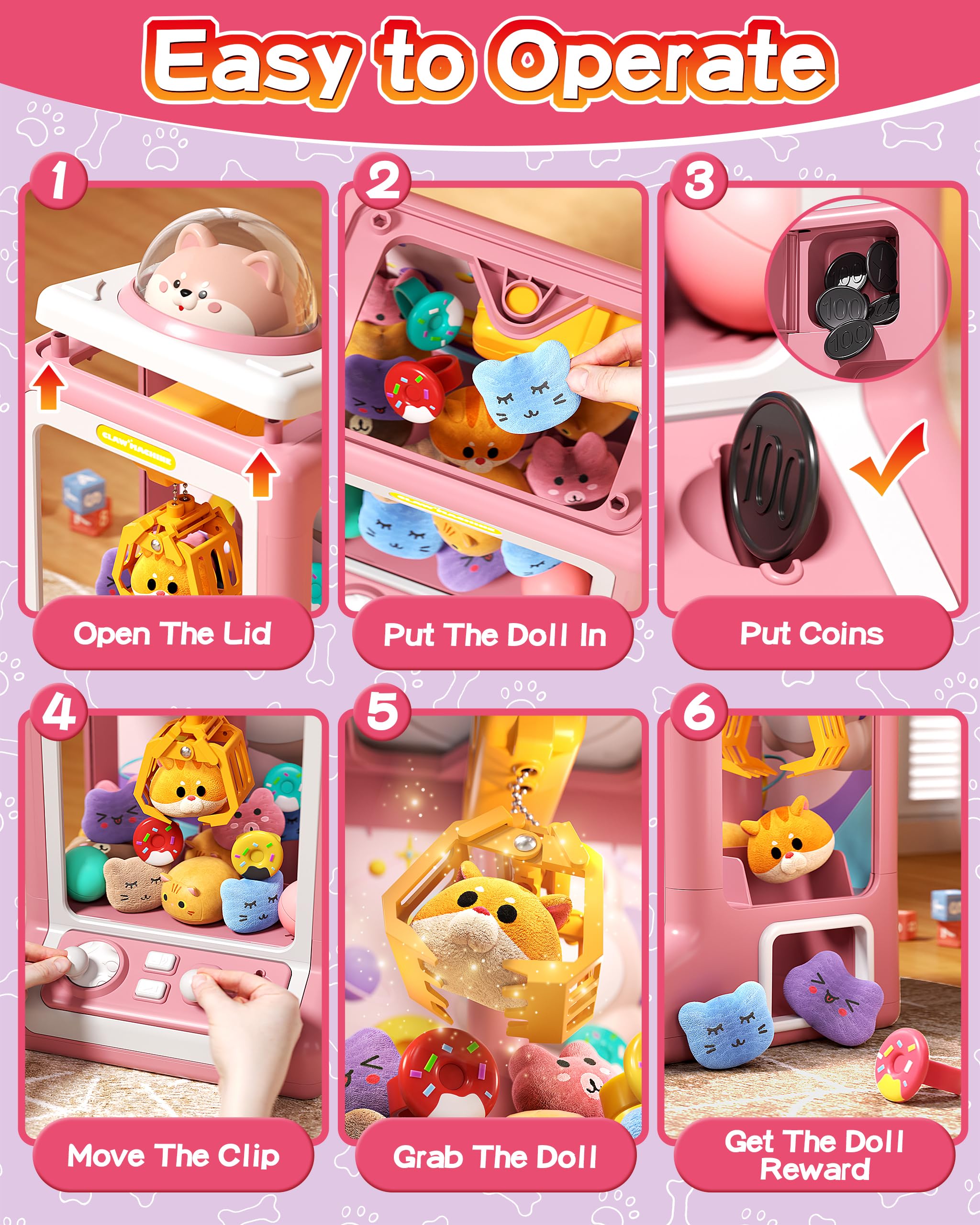 Foto 3 | Mini Máquina Expendedora Claw Machine Jovow Con Monedas De Juego Y 35 Juguetes - Venta Internacional.