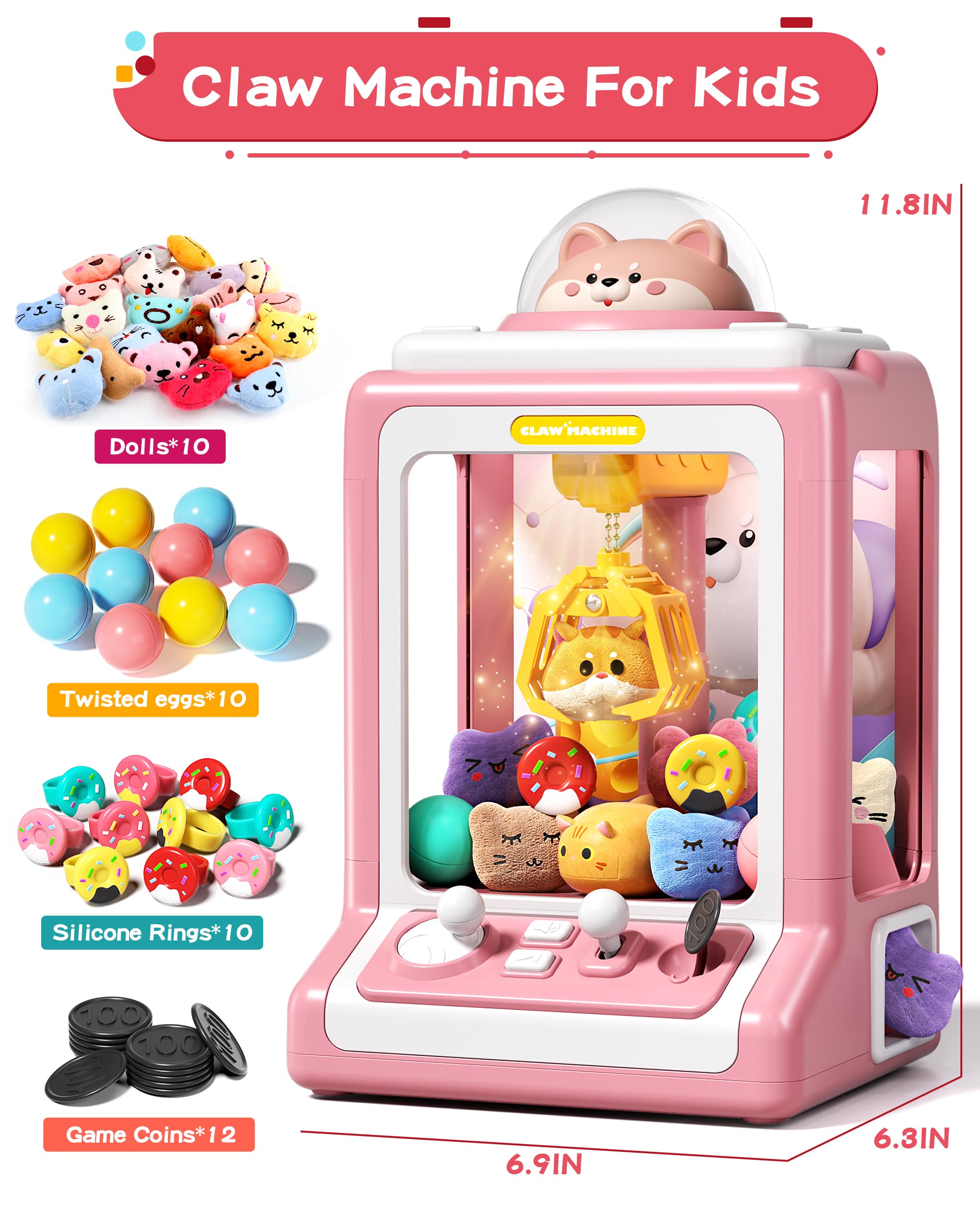 Foto 5 pulgar | Mini Máquina Expendedora Claw Machine Jovow Con Monedas De Juego Y 35 Juguetes - Venta Internacional.