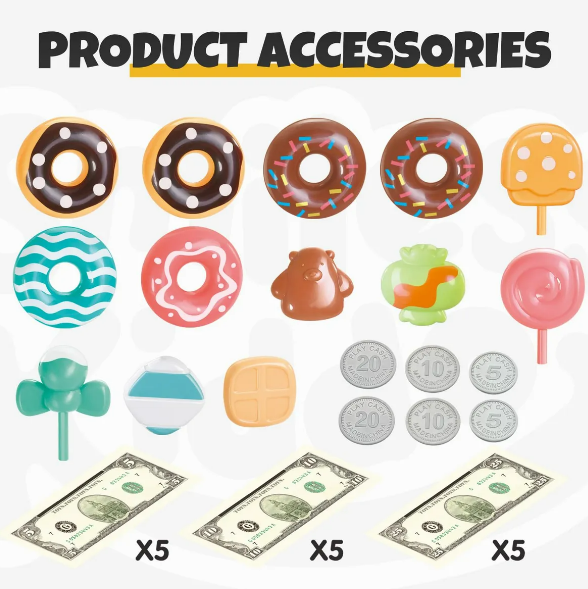 Foto 3 pulgar | Xtellar Juego De Caja Registradora Realista Para Tienda De Donuts Infantil