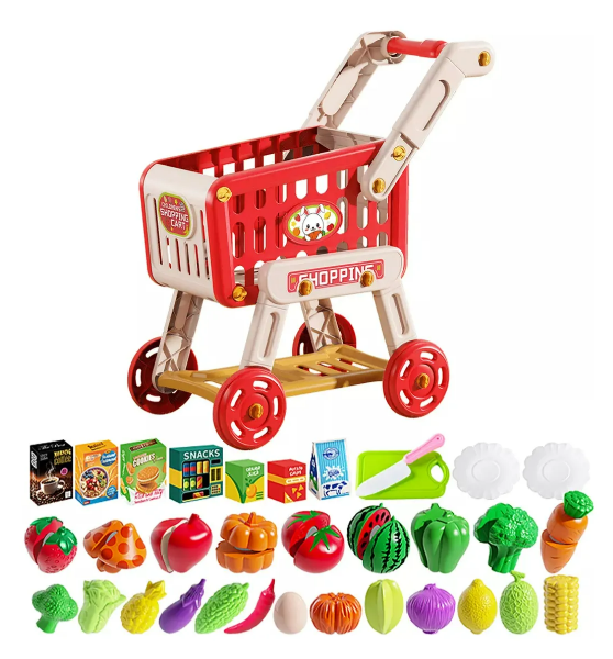 Foto 2 pulgar | Carrito De Compras Xtellar Para Niños, Juego Educativo Con Frutas Y Verduras