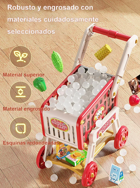 Foto 4 pulgar | Carrito De Compras Xtellar Para Niños, Juego Educativo Con Frutas Y Verduras