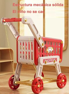 Foto 4 | Carrito De Compras Xtellar Para Niños, Juego Educativo Con Frutas Y Verduras