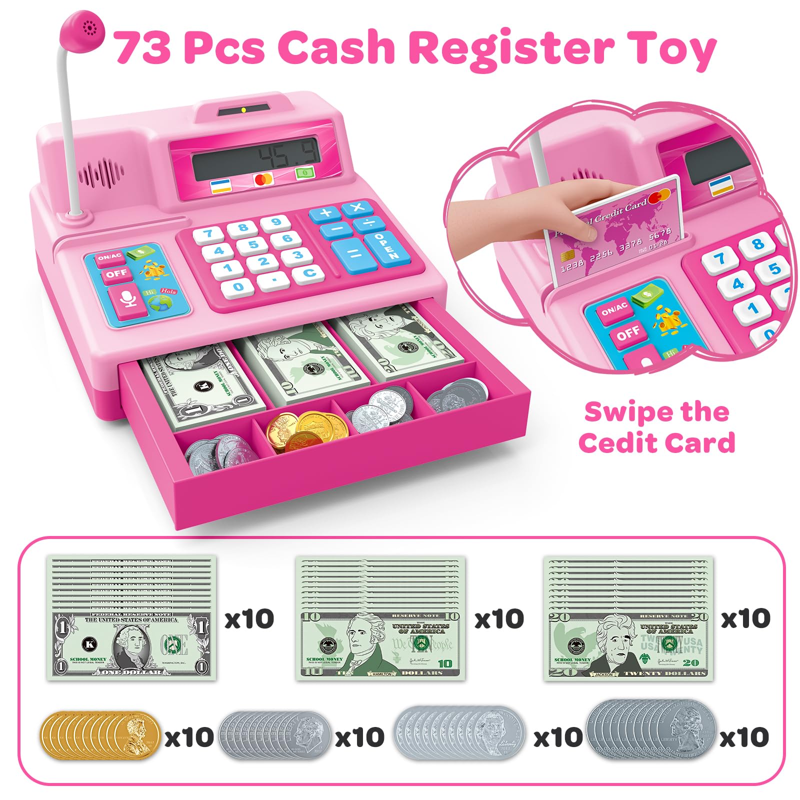 Foto 3 pulgar | Caja Registradora Baodlon Rosa para Niña - Venta Internacional
