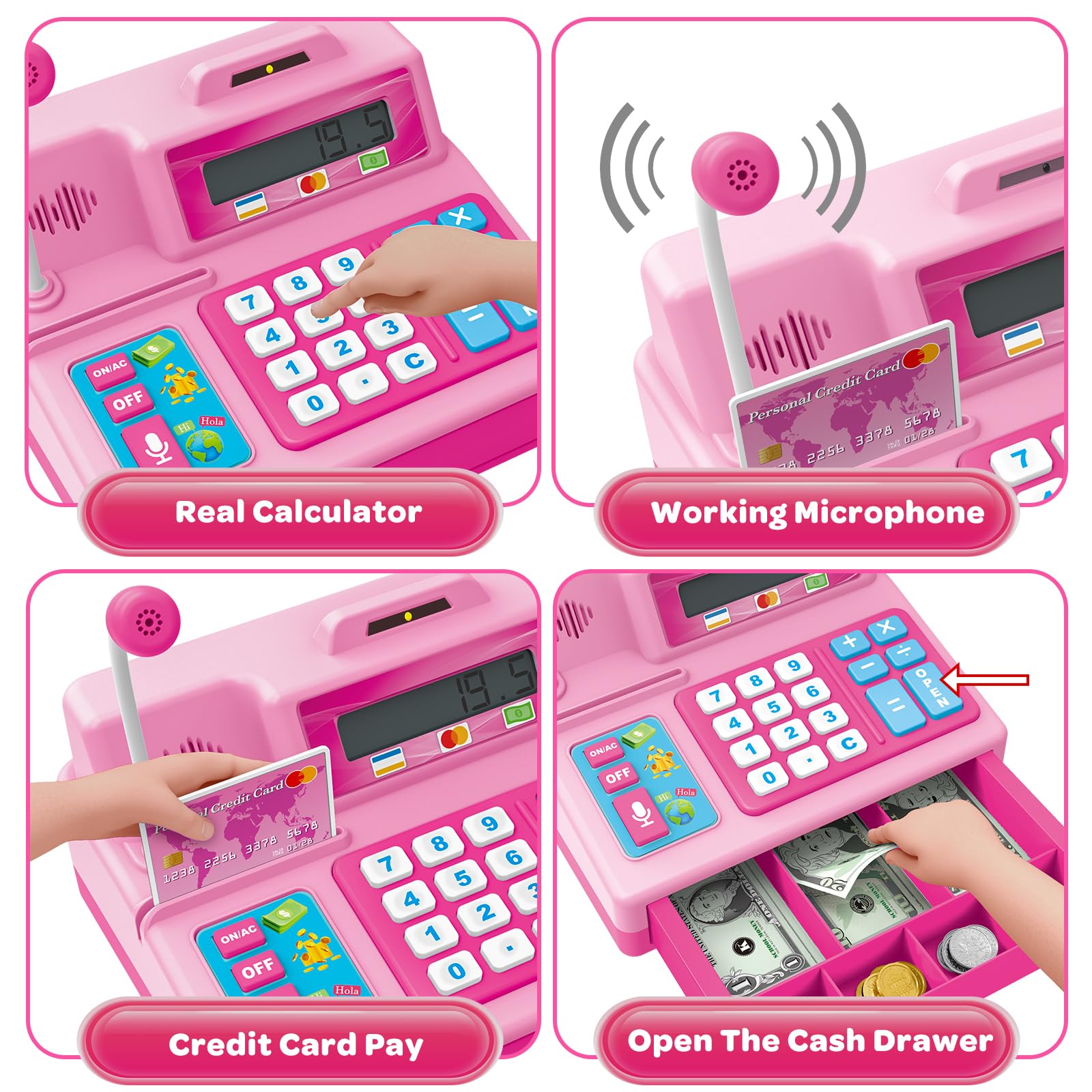 Foto 4 pulgar | Caja Registradora Baodlon Rosa para Niña - Venta Internacional