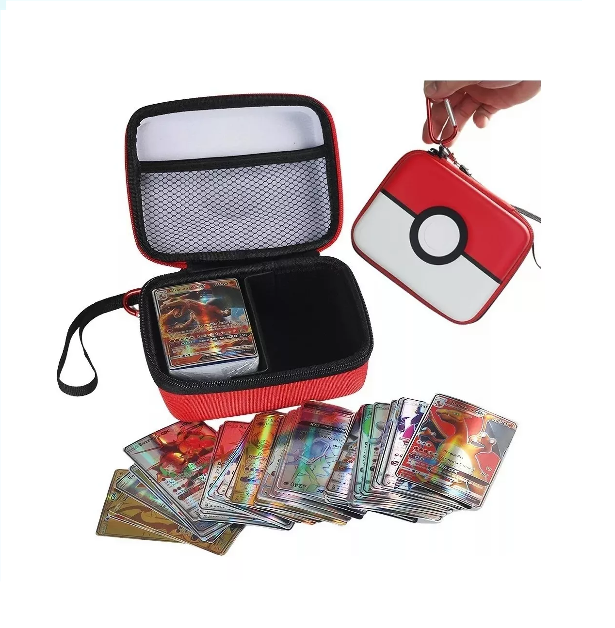 Foto 3 pulgar | Estuche para Tarjetas Organizador Pokémon para 400 Cartas Rojo con Blanco