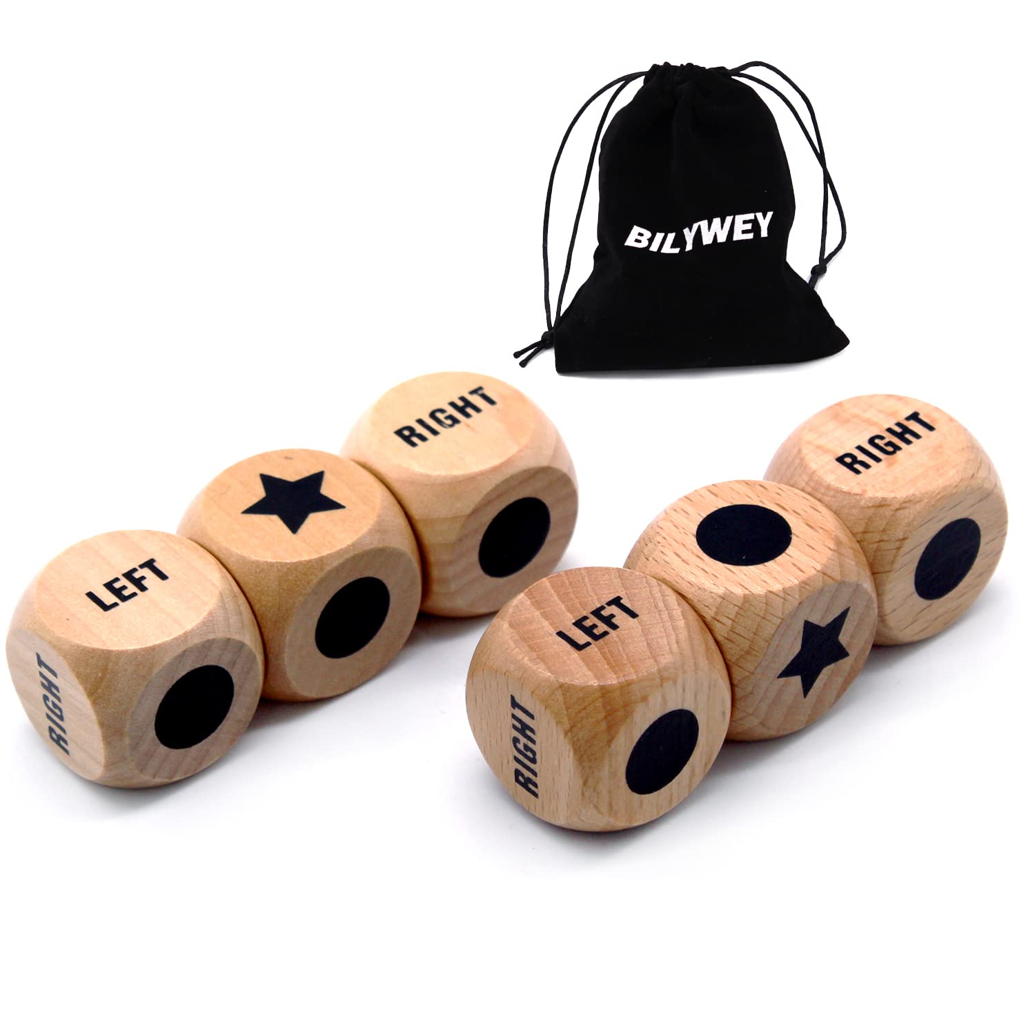 Venta Internacional - Juego De Dados Bilywey Left Right Center Game, Madera De 1 Pulgada Con Bolsa 6