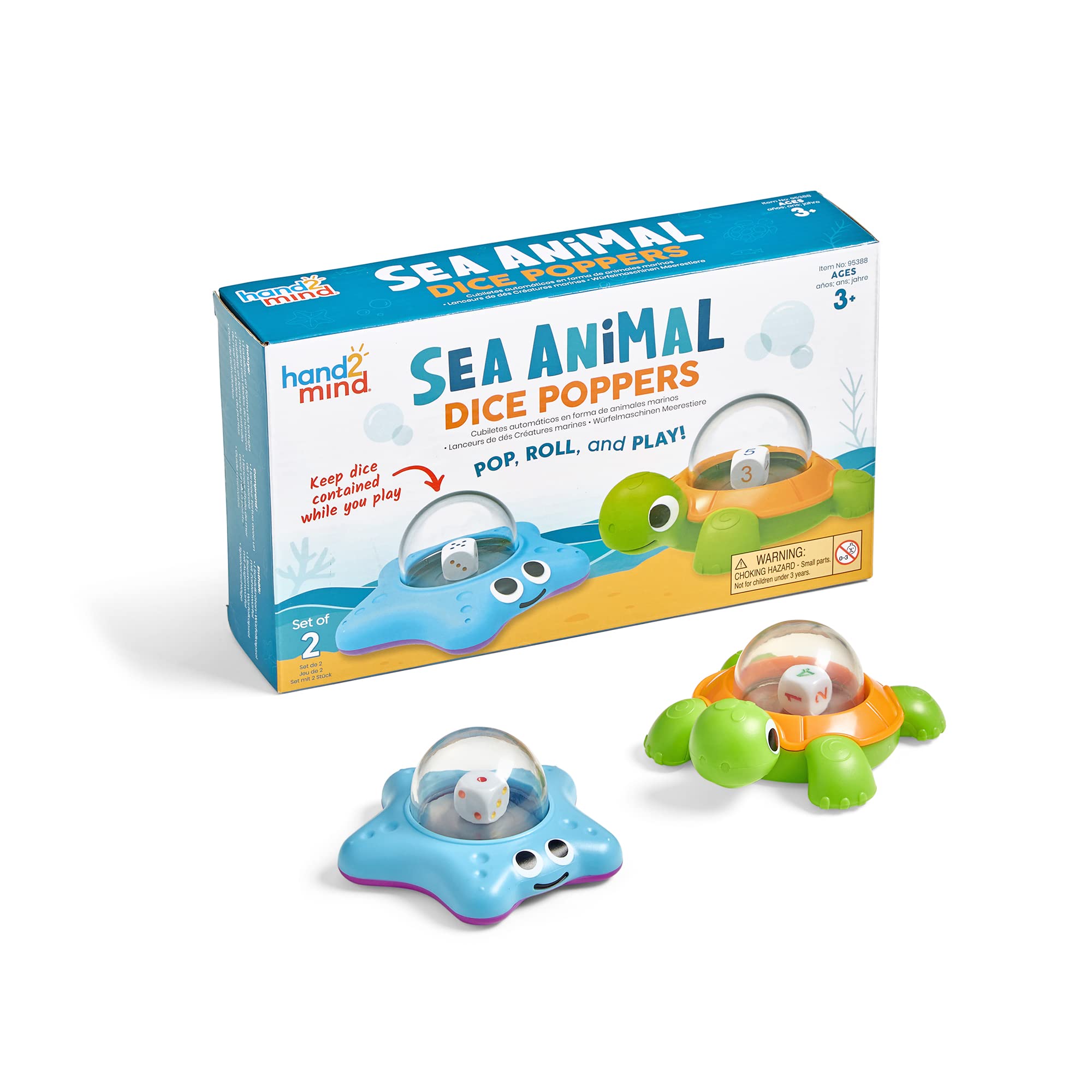 Foto 2 pulgar | Juego De Matemáticas Dice Poppers Hand2mind Sea Animals Para Niños, Juego De 2 - Venta Internacional.