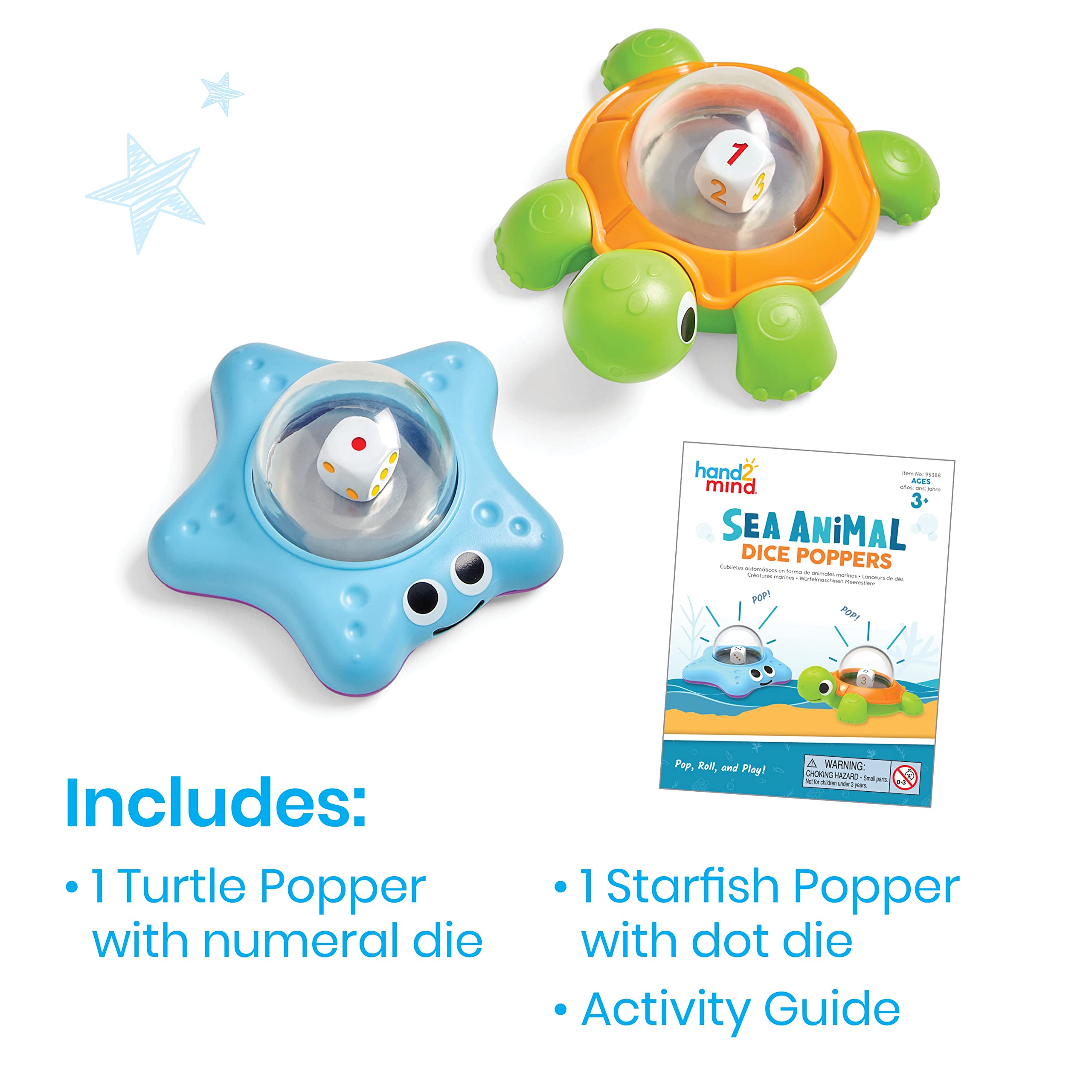 Foto 3 pulgar | Juego De Matemáticas Dice Poppers Hand2mind Sea Animals Para Niños, Juego De 2 - Venta Internacional.