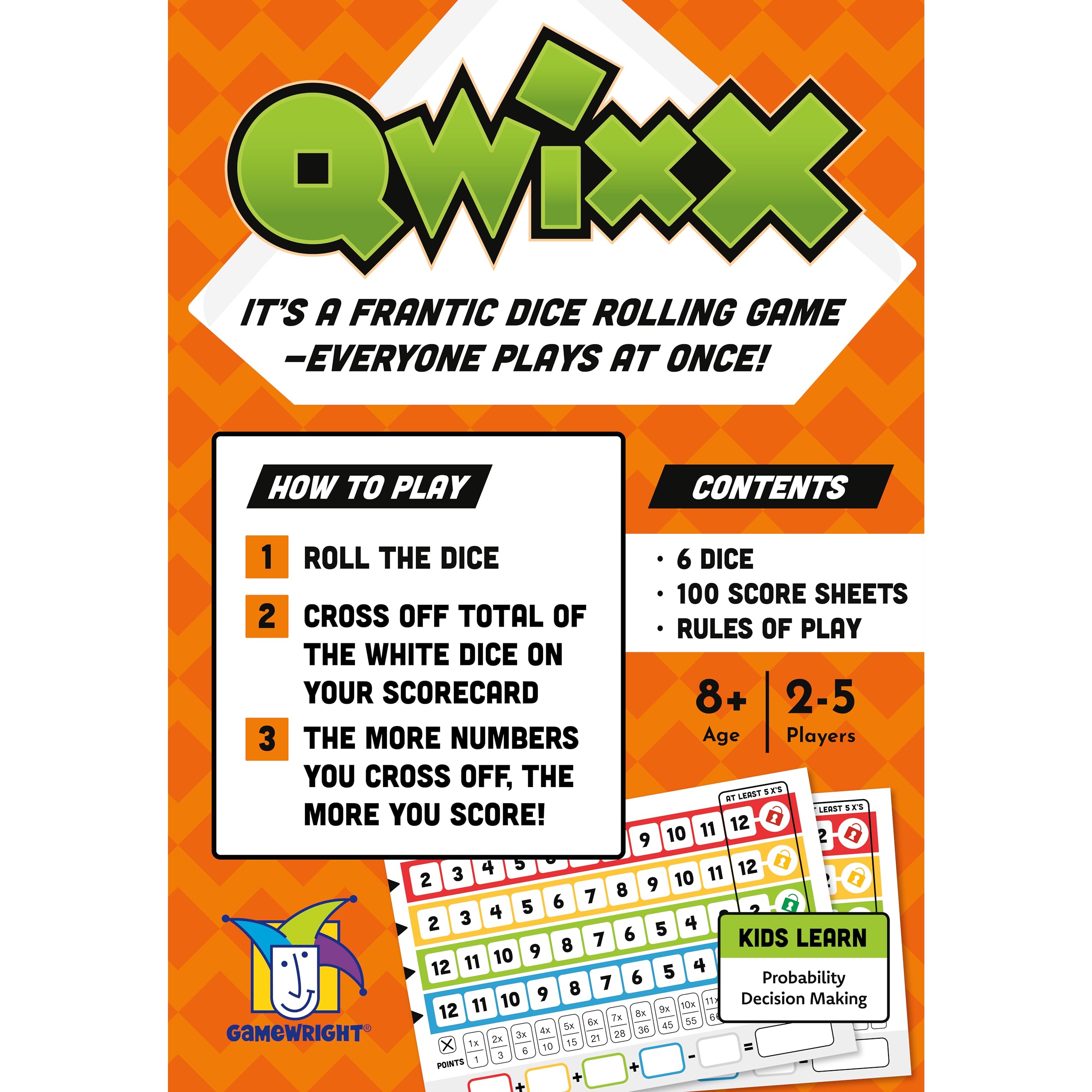 Foto 4 pulgar | Juego De Dados Gamewright Qwixx Fast Family Con 6 Dados Y Almohadilla - Venta Internacional.