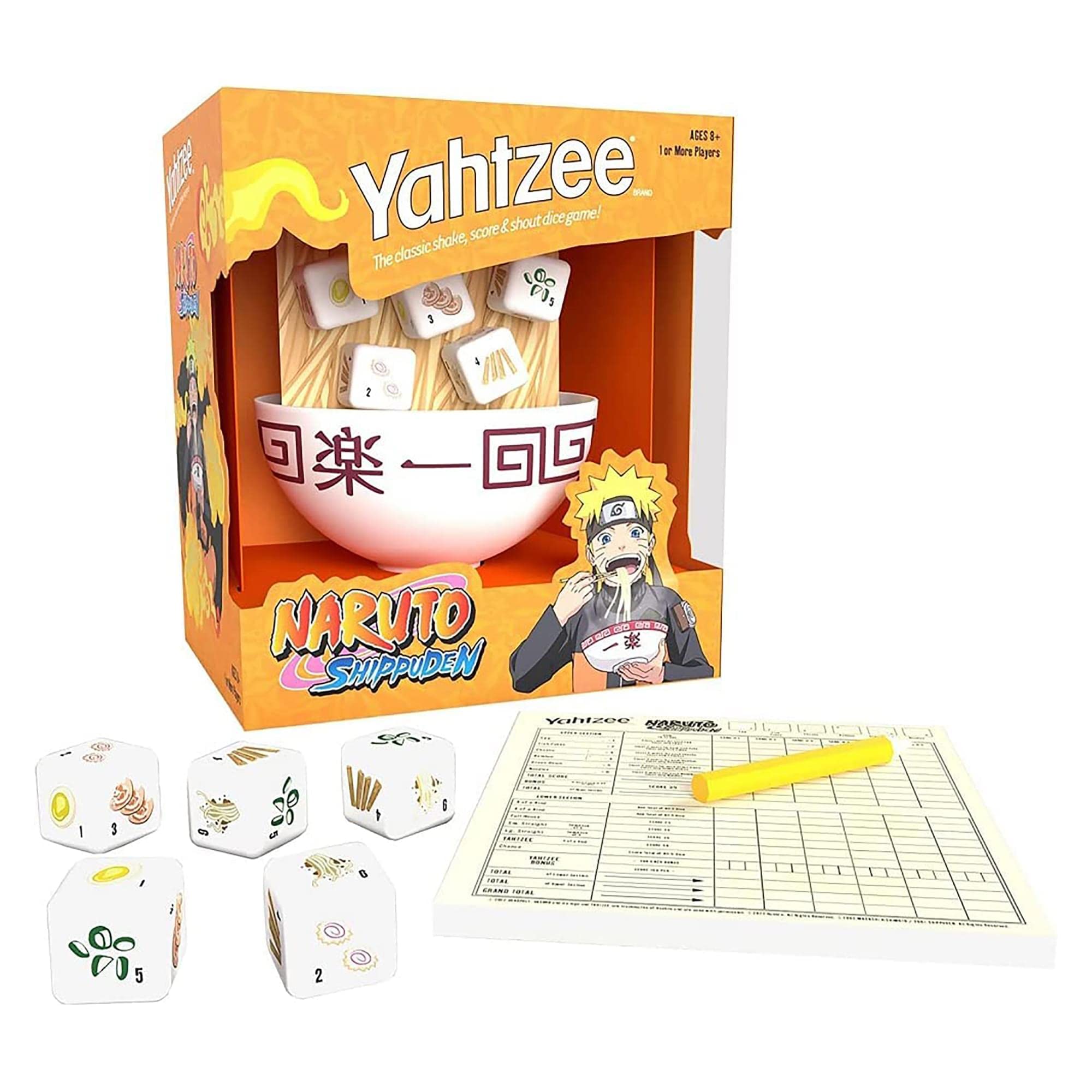 Foto 2 pulgar | Juego de Dados Usaopoly Yahtzee Naruto Shippuden con Ramen Bowl - Venta Internacional