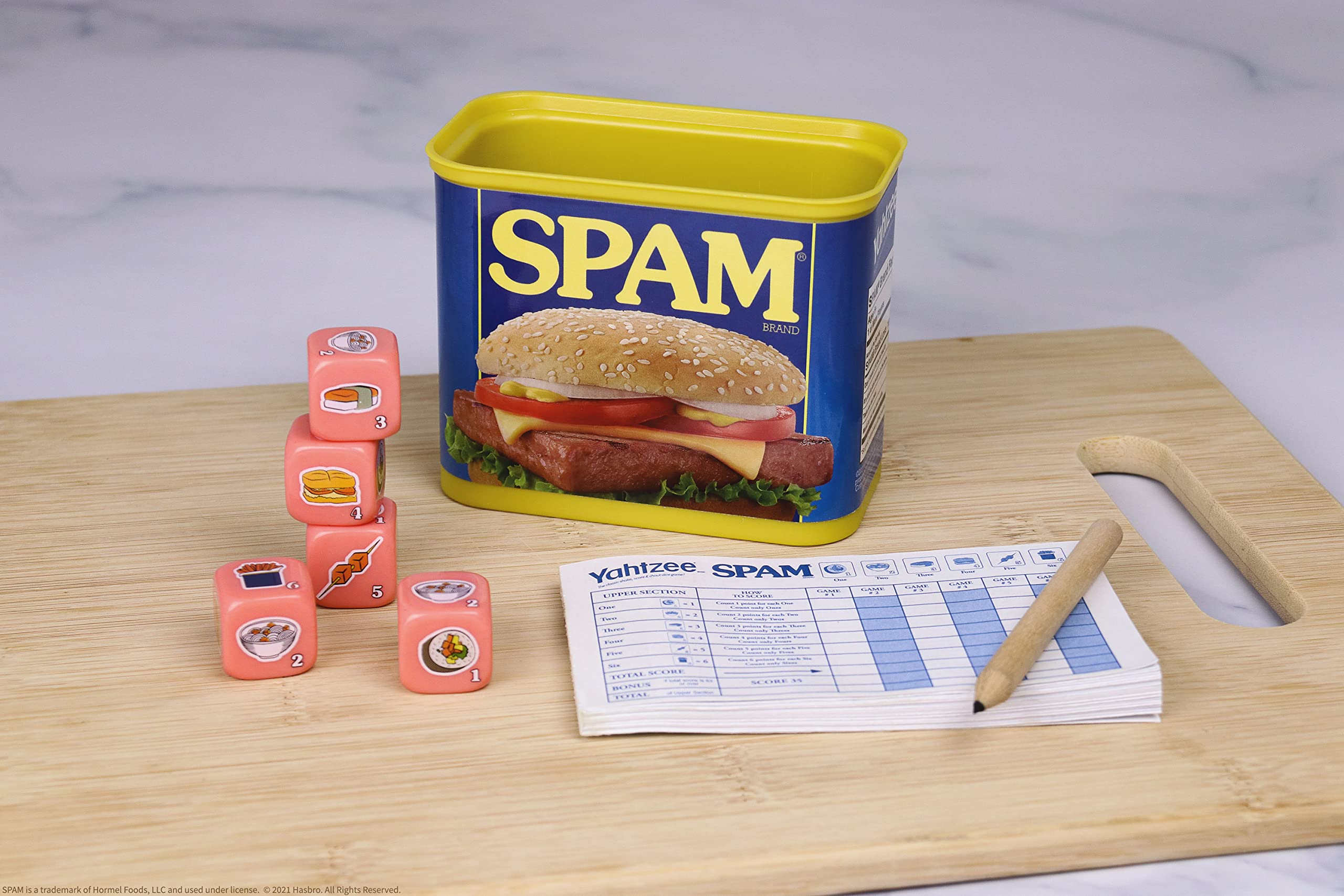 Foto 6 pulgar | Juego Coleccionable De Yahtzee Yahtzee Spam Brand Con Dados Personalizados - Venta Internacional.