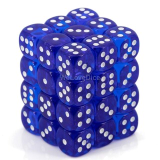 Foto 1 | Juego De Dados Chessex D6 Azul/blanco Translúcido 12 Mm (36) Con Caja - Venta Internacional.