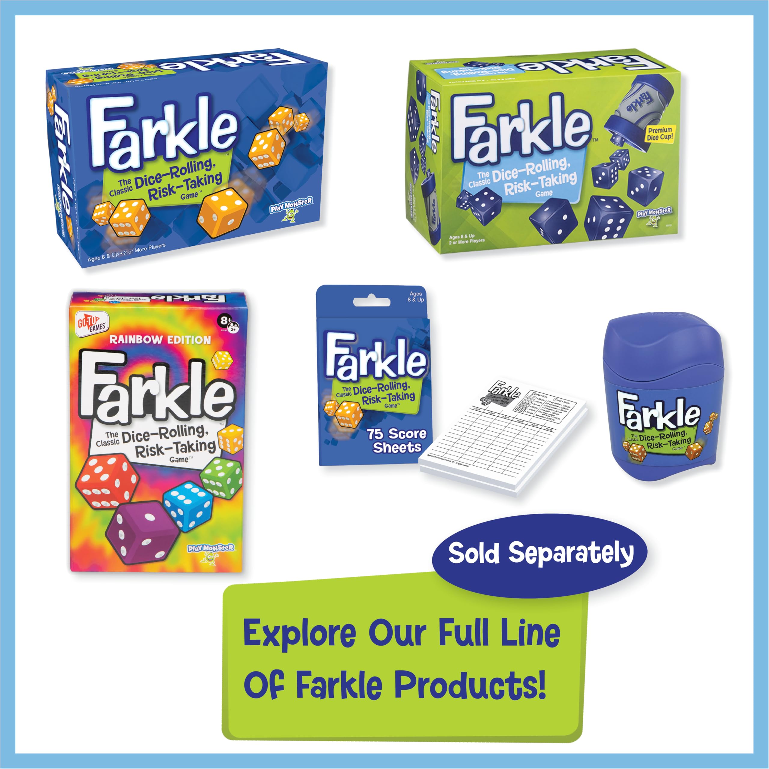 Foto 8 pulgar | Juego De Dados Playmonster Farkle Classic Con Copa De Dados Y Hojas De Puntuación - Venta Internacional.