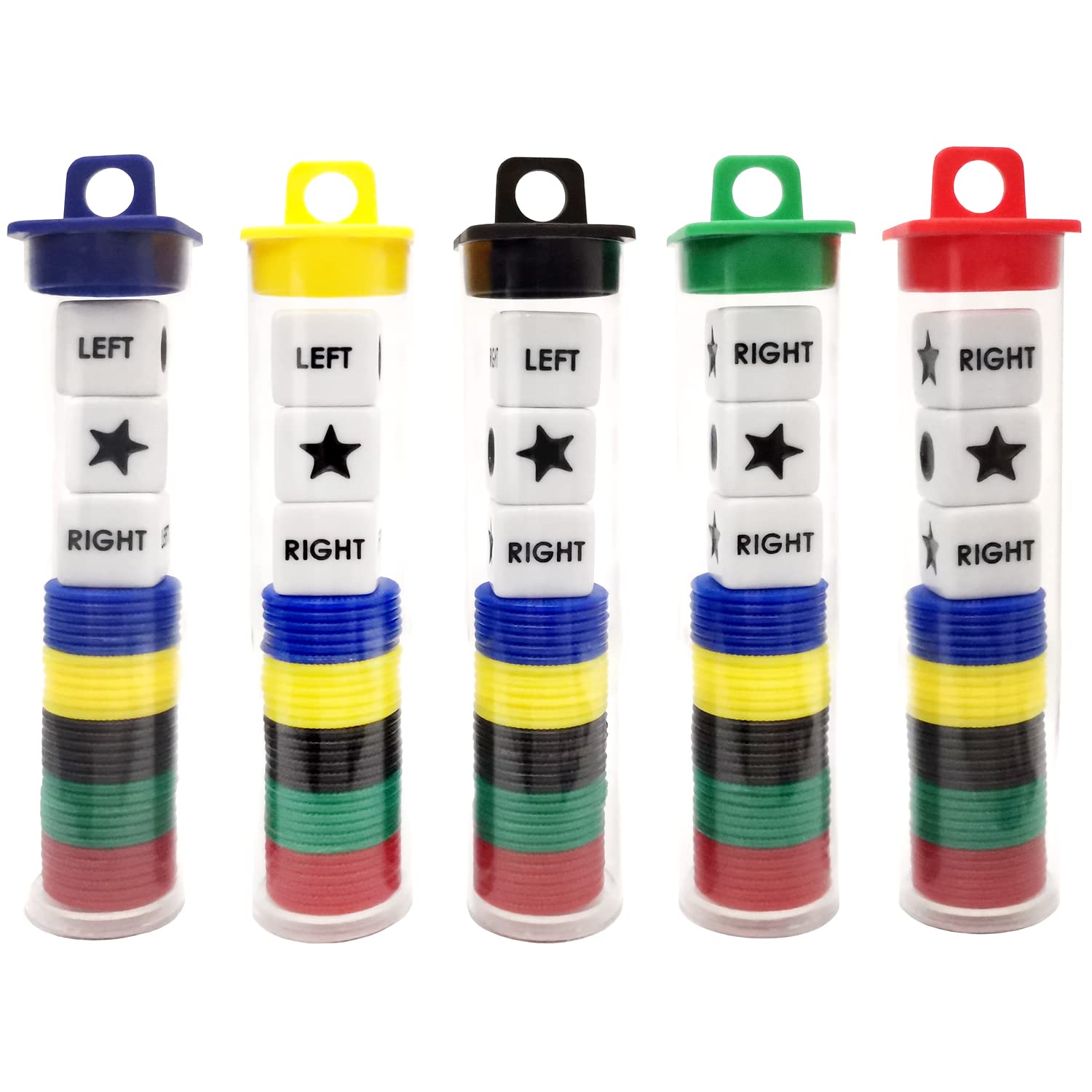 Set De Dados Centrales De Izquierda A Derecha Con 3 Dados Y 30 Fichas X5 - Venta Internacional.