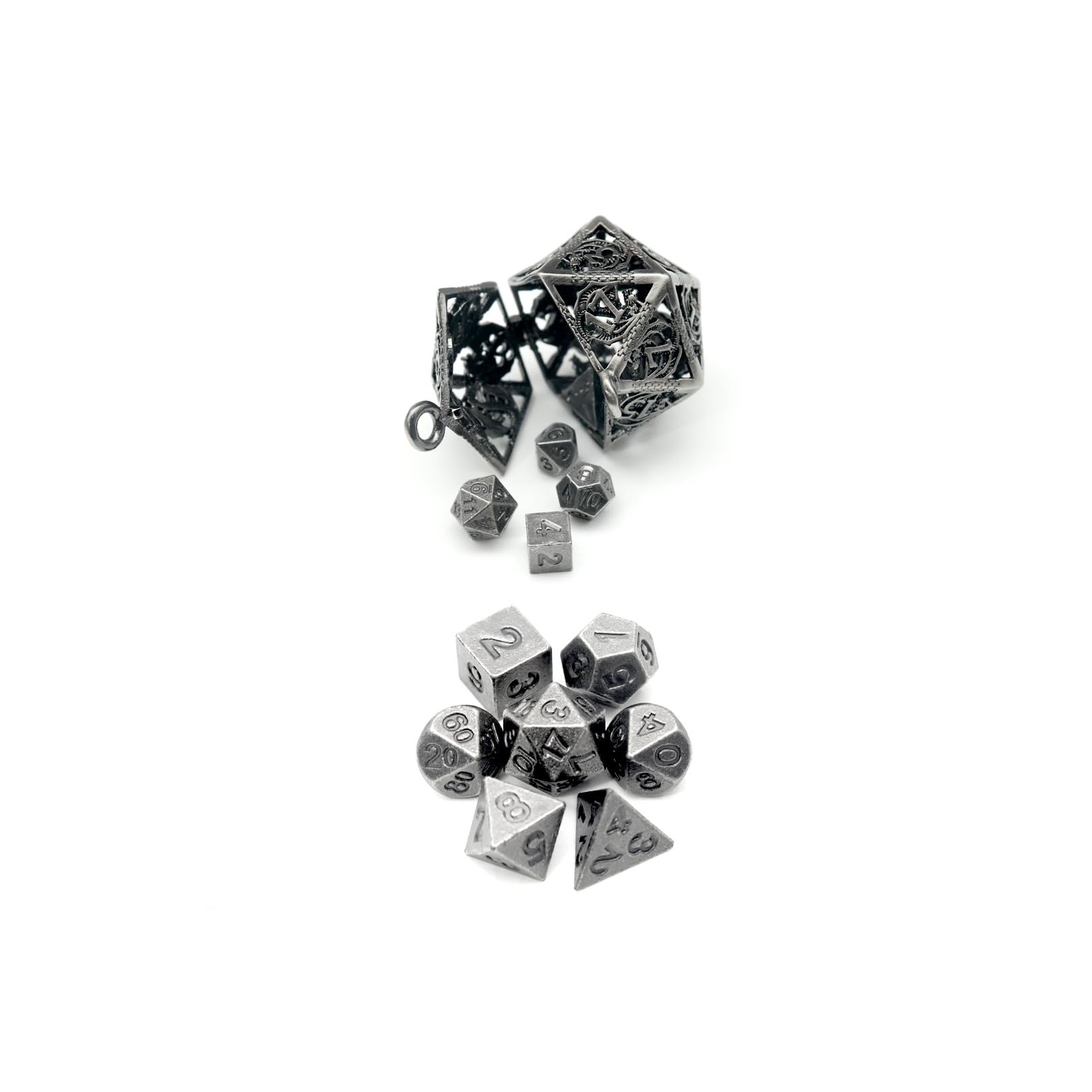 Foto 2 pulgar | Juego de Dados Haxtec Mini Metal DnD con Contenedor para Collar y Llavero - Venta Internacional
