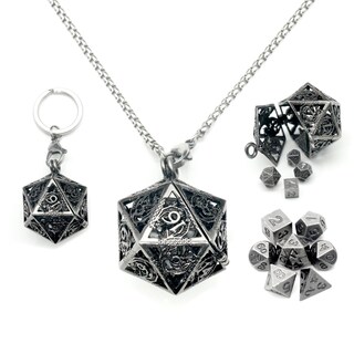 Foto 2 | Juego de Dados Haxtec Mini Metal DnD con Contenedor para Collar y Llavero - Venta Internacional
