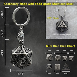 Foto 5 | Juego de Dados Haxtec Mini Metal DnD con Contenedor para Collar y Llavero - Venta Internacional