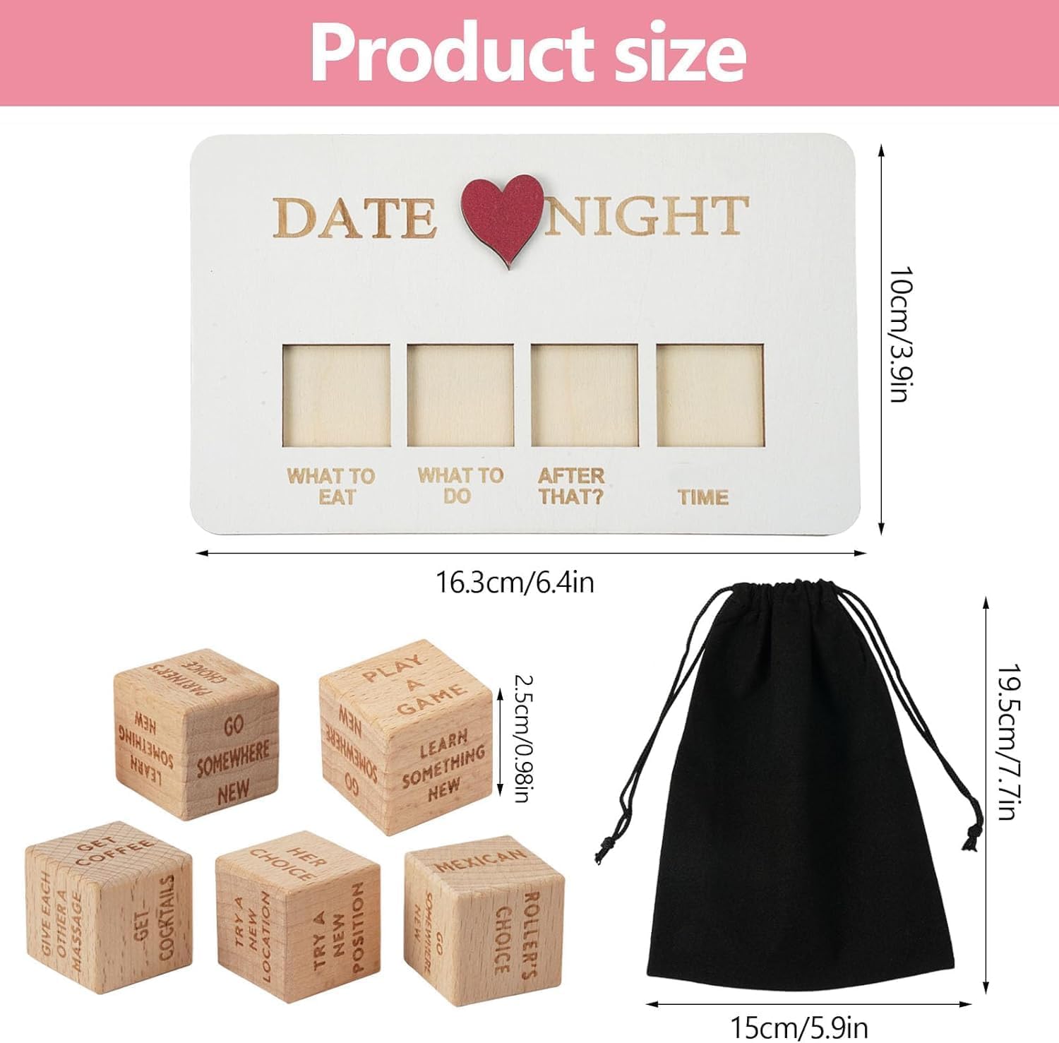 Foto 3 pulgar | Date Night Dice, Dado De Madera Para Citas, Decisión, Regalo - Venta Internacional.
