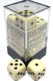 Foto 1 | Juego De Dados Chessex, Color Marfil Opaco Con Bloque Negro De 16 Mm D6 (12) - Venta Internacional.