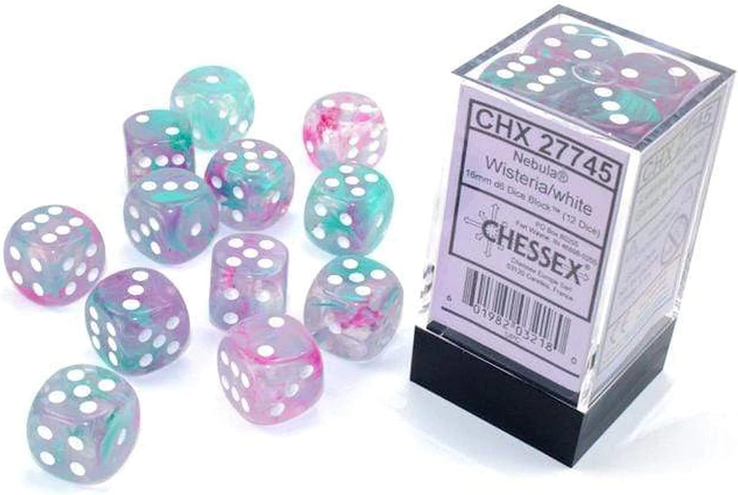 Foto 2 pulgar | Juego De Dados Chessex Nebula, 16 Mm, D6, Glicina, Blanco Con Luminaria - Venta Internacional.