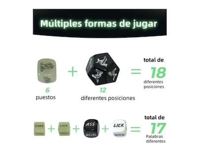 Foto 2 | Dados Xtellar Para Adultos Juegos Mesa Eroticos 6 Piezas En Set