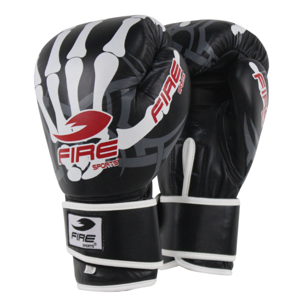 Foto 2 pulgar | Guantes de Box Piel Fire Sports Entrenamiento Diseño de Calavera 12oz color Negro