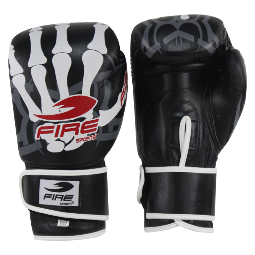 Foto 3 pulgar | Guantes de Box Piel Fire Sports Entrenamiento Diseño de Calavera 12oz color Negro