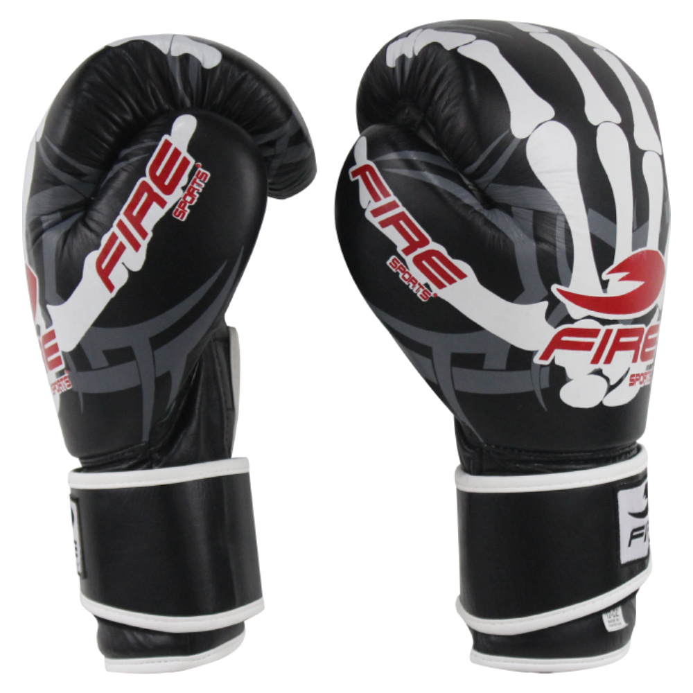 Foto 3 | Guantes de Box Piel Fire Sports Entrenamiento Diseño de Calavera 12oz color Negro