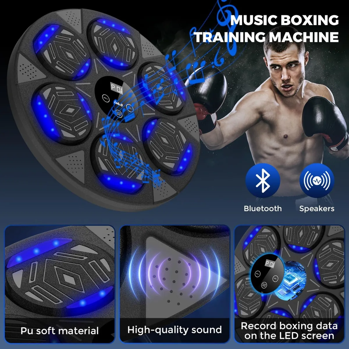 Foto 3 | Máquina De Boxeo Lab.G Música Equipo De Box Electrónico Con Guante Negro