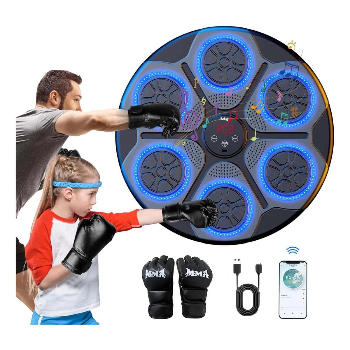 Foto 3 pulgar | Máquina De Boxeo Belug Karate Musical Bluetooth Inteligente Negro