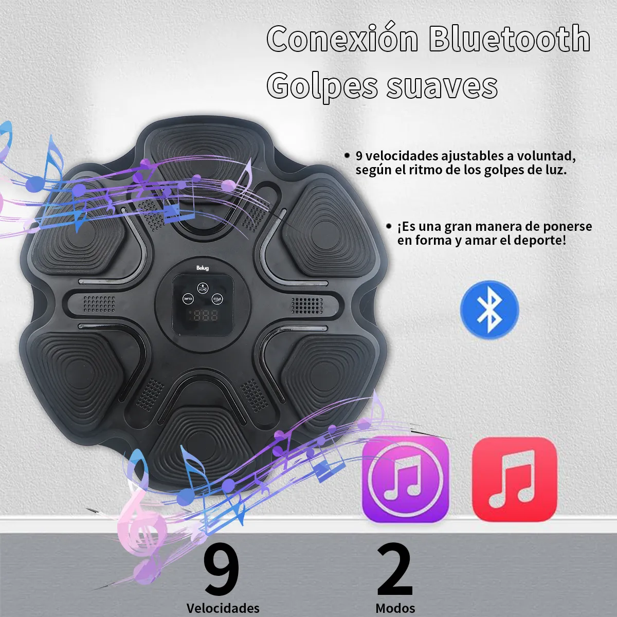 Foto 4 pulgar | Máquina De Boxeo  Belug Con Musical Bluetooth Objetivo De Boxeo Negro