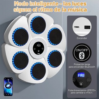 Foto 3 | Máquina De Boxeo Belug Ajustable Pantalla Digital Siga La Música Blanco