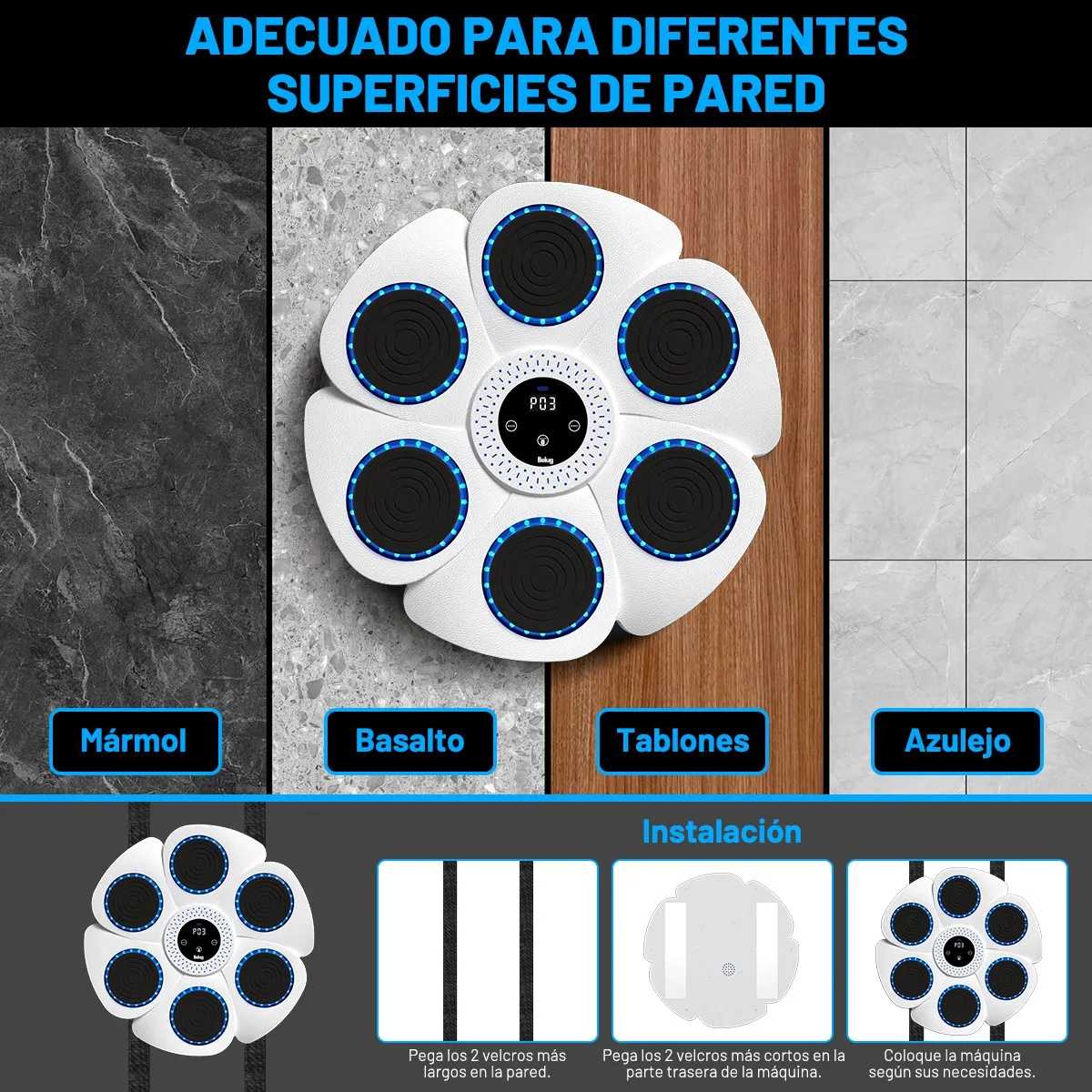 Foto 5 pulgar | Máquina De Boxeo  Belug Ajustable Pantalla Digital Siga La Música Blanco