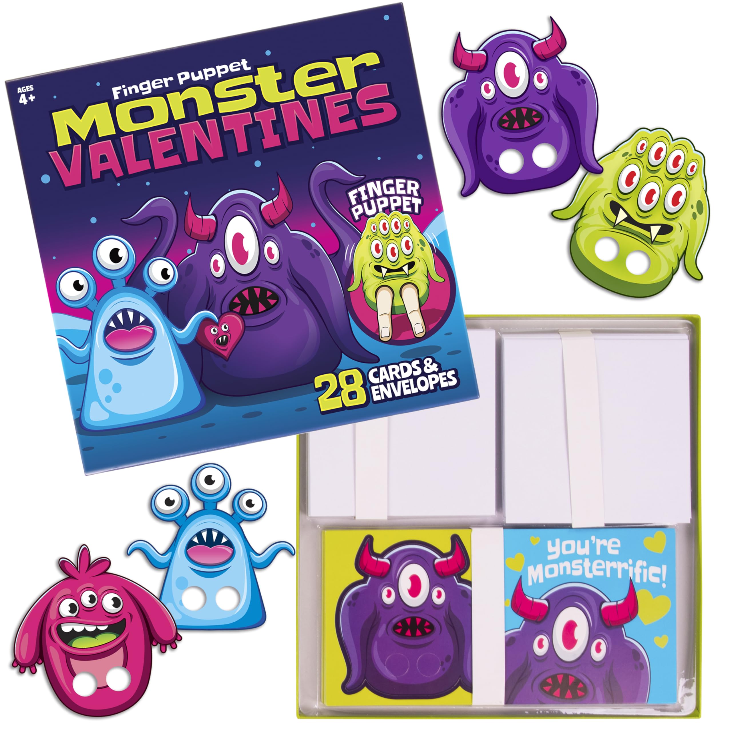 Foto 2 pulgar | Juego De Tarjetas Para Niños Con Forma De Monster Finger Puppets Para El Día De San Valentín - Venta Internacional.