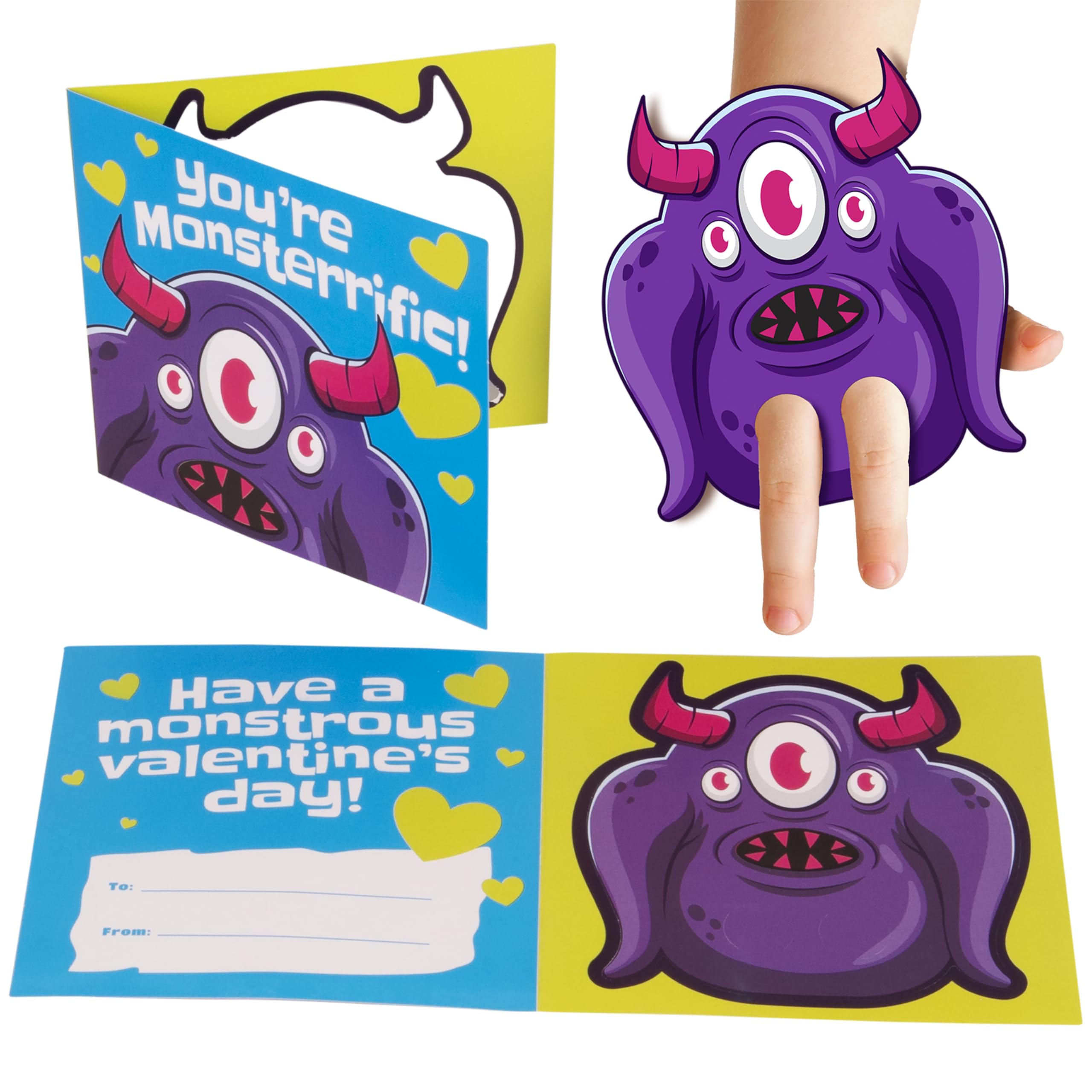 Foto 5 pulgar | Juego De Tarjetas Para Niños Con Forma De Monster Finger Puppets Para El Día De San Valentín - Venta Internacional.