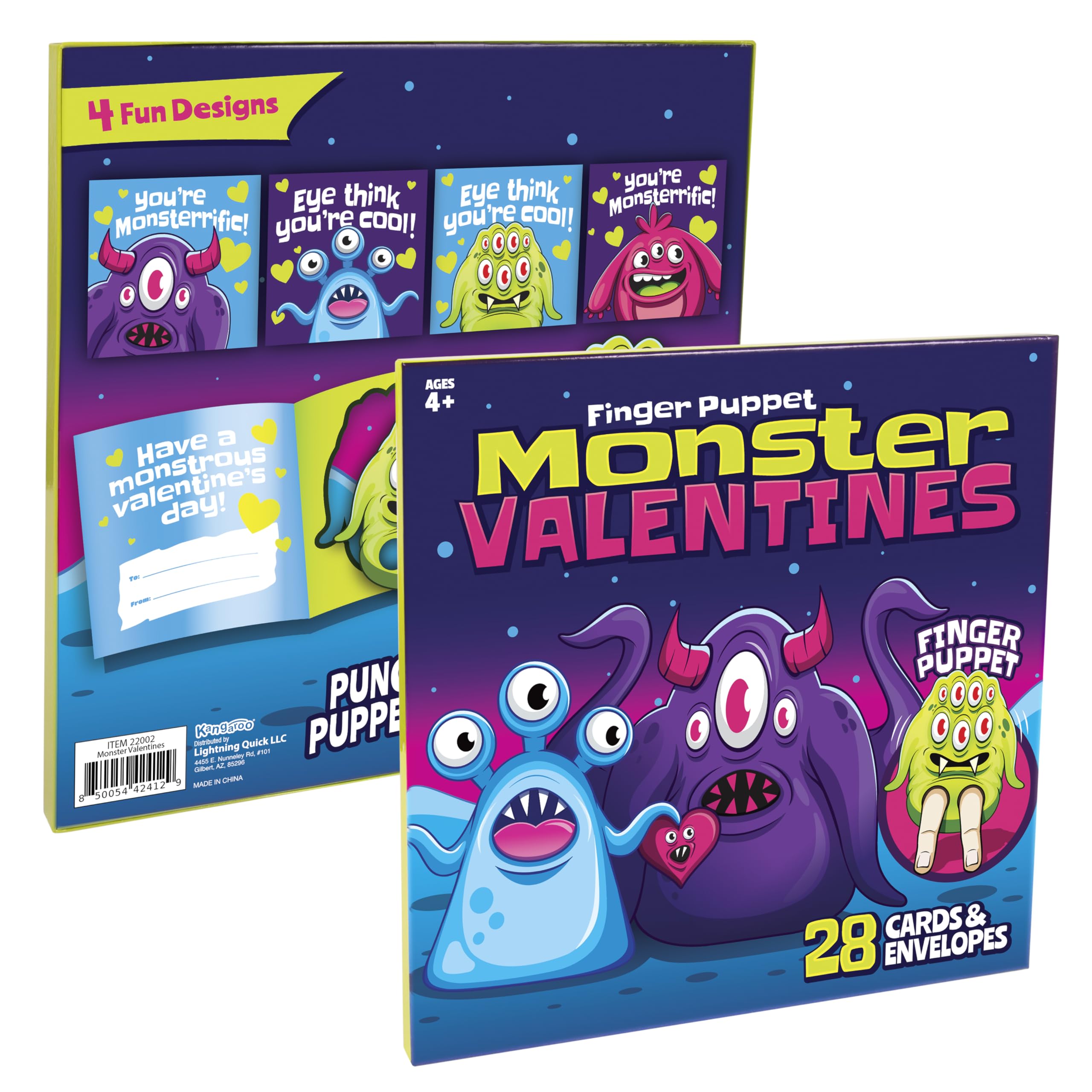 Foto 7 pulgar | Juego De Tarjetas Para Niños Con Forma De Monster Finger Puppets Para El Día De San Valentín - Venta Internacional.