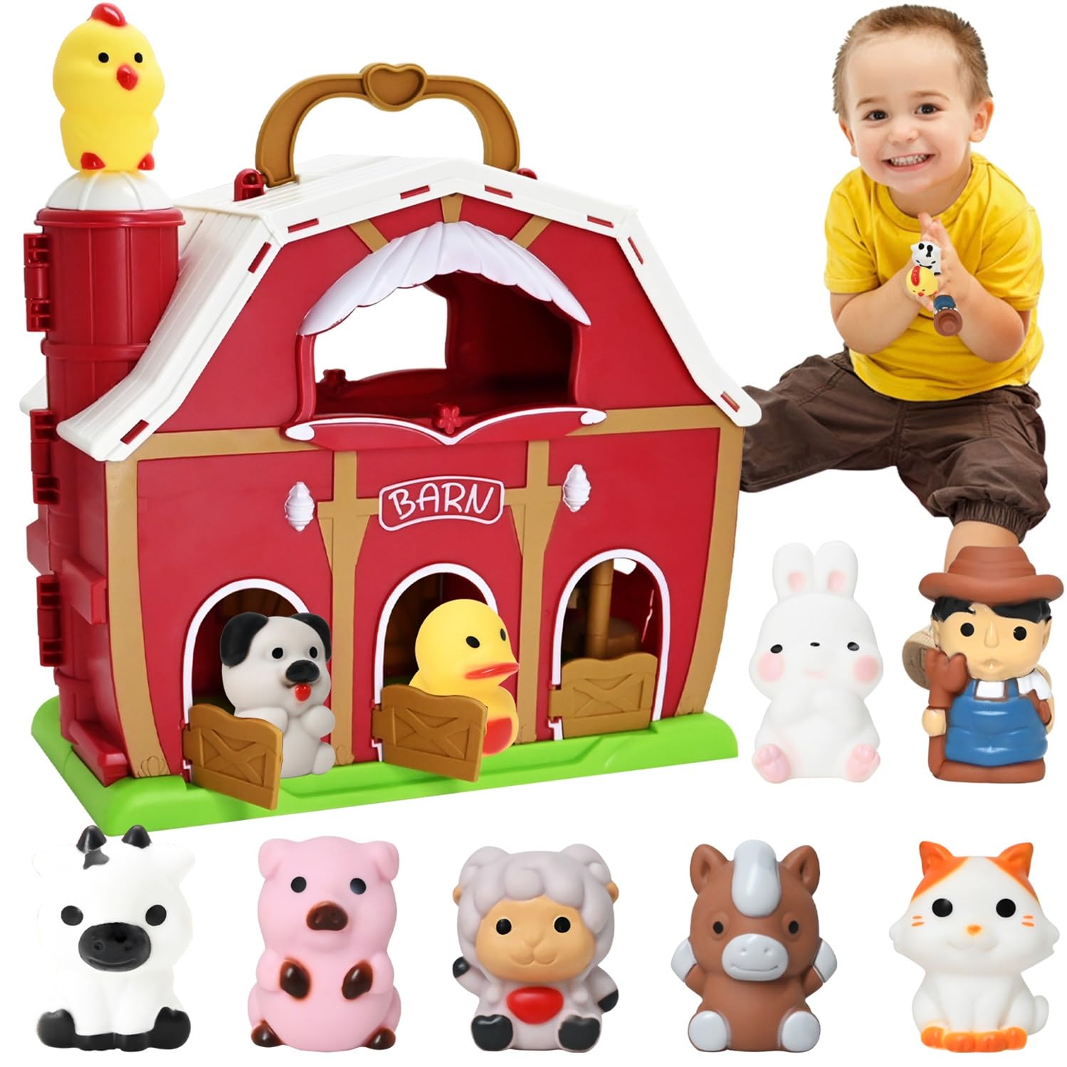 Foto 1 | Juguete Farm Animal Barn, Granero Grande Y Rojo Con Marionetas Con Dedos De Animales - Venta Internacional.