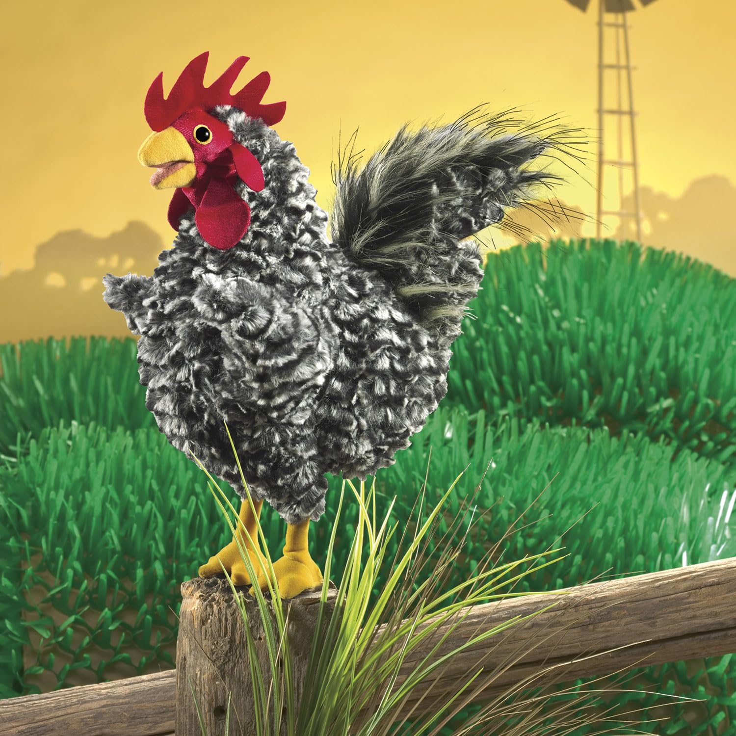 Foto 5 pulgar | Marioneta De Mano Folkmanis Barred Rock Rooster, Negro, Blanco Y Rojo - Venta Internacional.
