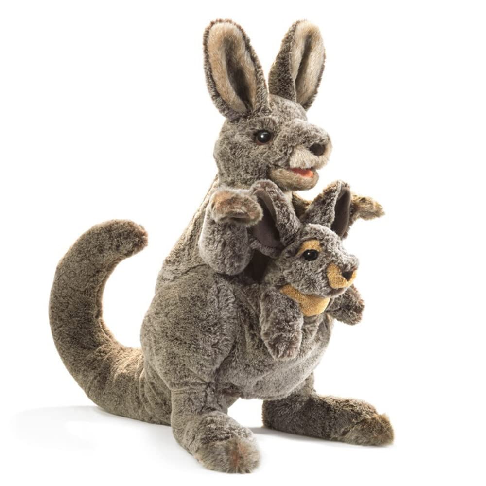 Marioneta De Mano Folkmanis Kangaroo Con Joey Brown - Venta Internacional.