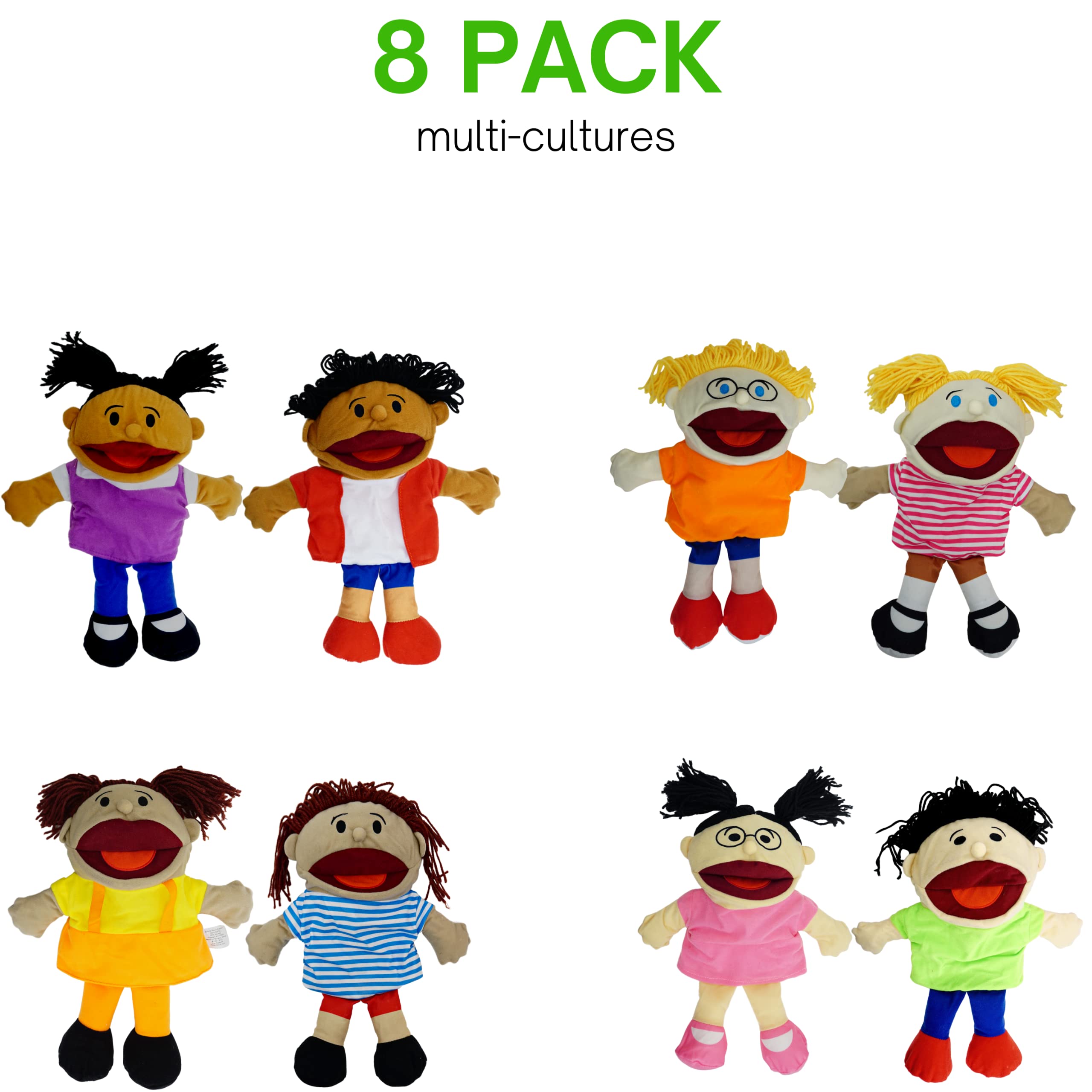 Foto 5 pulgar | Paquete De 8 Marionetas De Mano Para Niños, Multiculturales Con Boca Móvil - Venta Internacional.