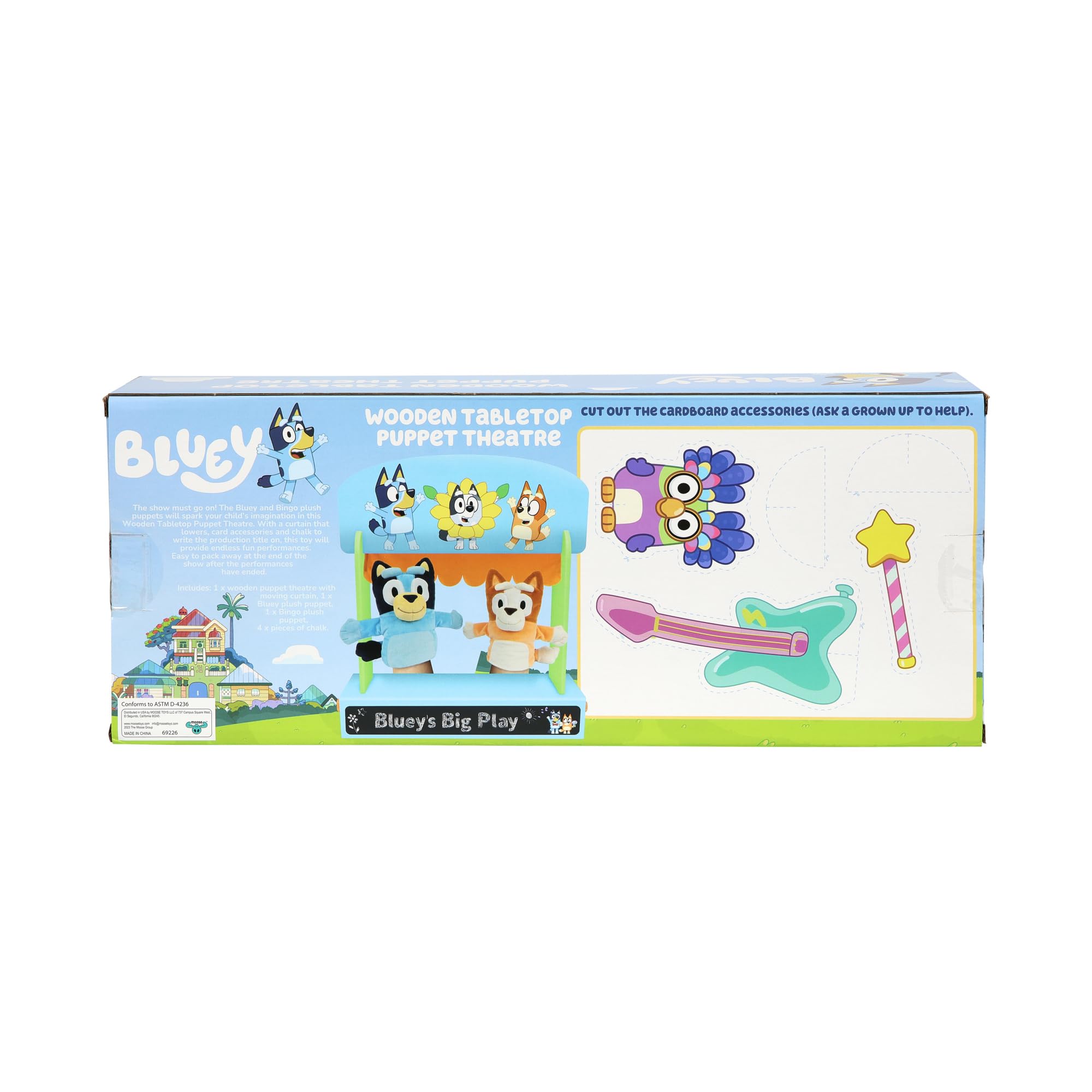 Foto 5 | Set De Juego De Madera Colorido De Puppet Theatre Bluey Con Títeres - Venta Internacional.