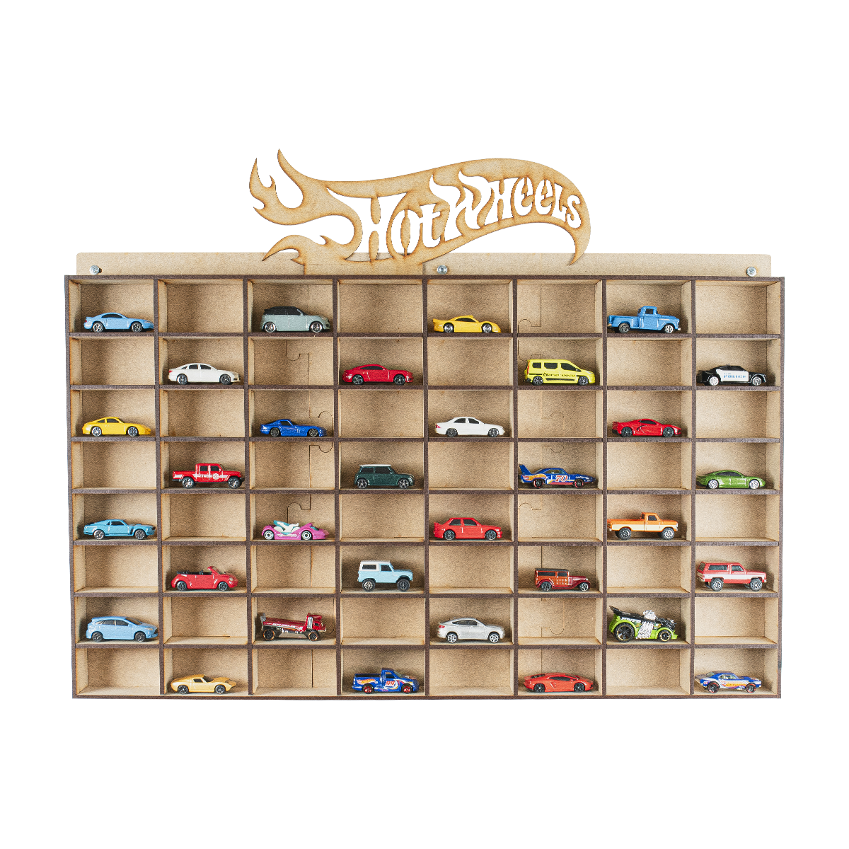 Exhibidor de Autos Tipo Hotwheels Poliespacios HEX64 Natural para 64 Carritos